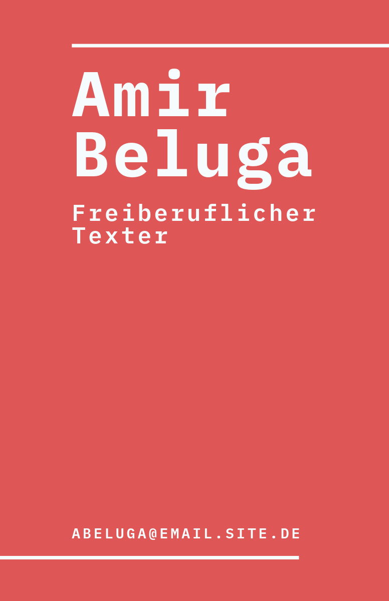 red white texter  business card