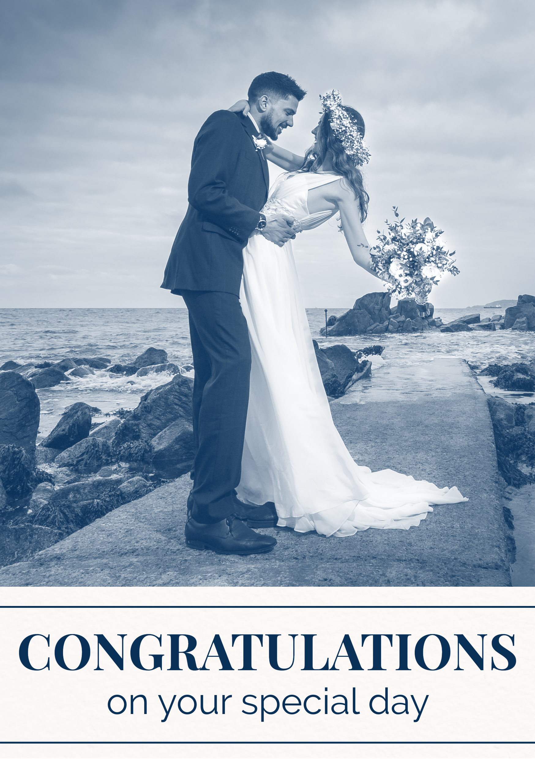 Blue and White Congratulation Card