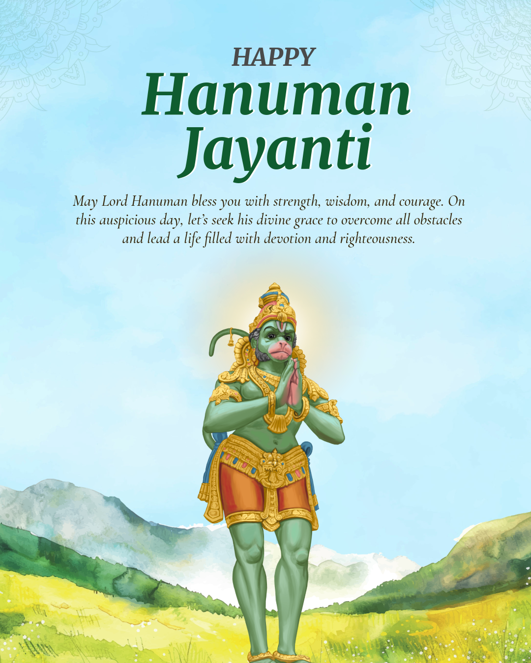 Blue & Green Hanuman Jayanti Instagram Post
