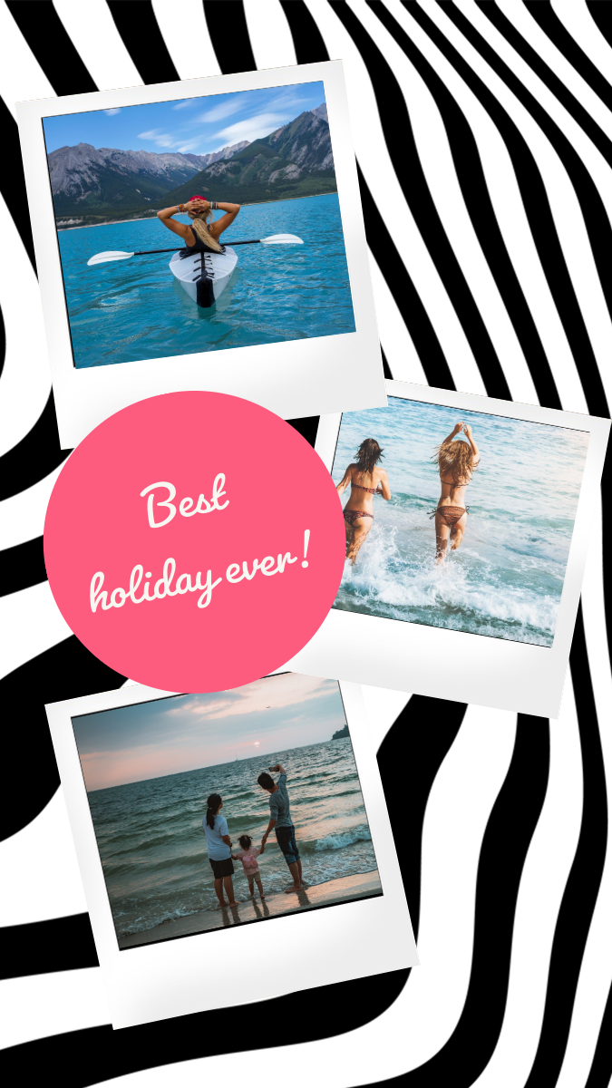 Black White & Pink Holiday Photo Collage Instagram Story