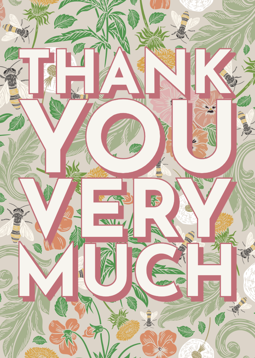 White and Pink Classic Illustrative Thank You Card