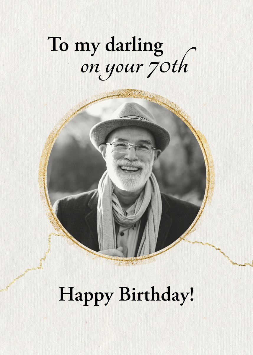 White & Gold 70th Birthday Card