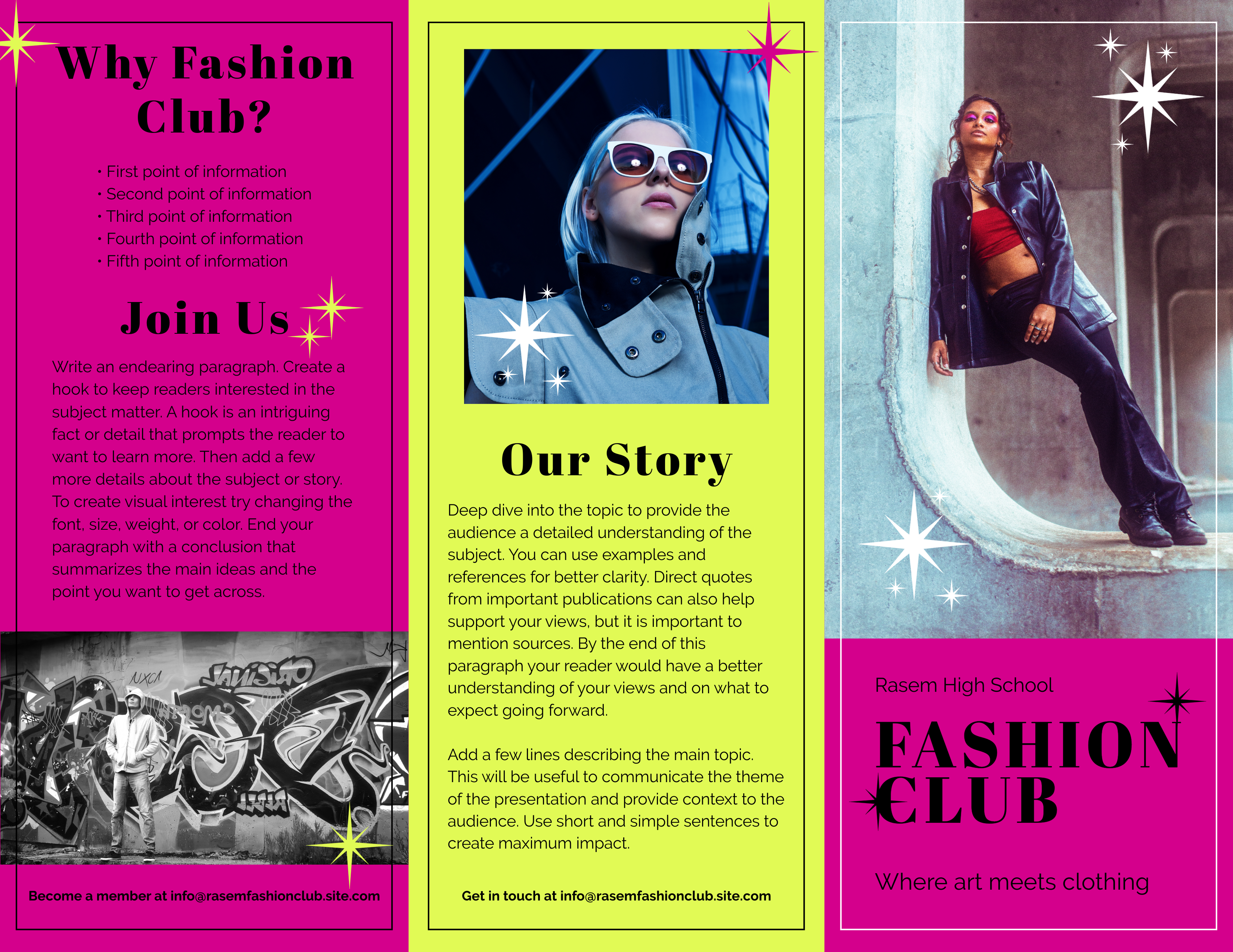 Pink Fashion Club Trifold Brochure