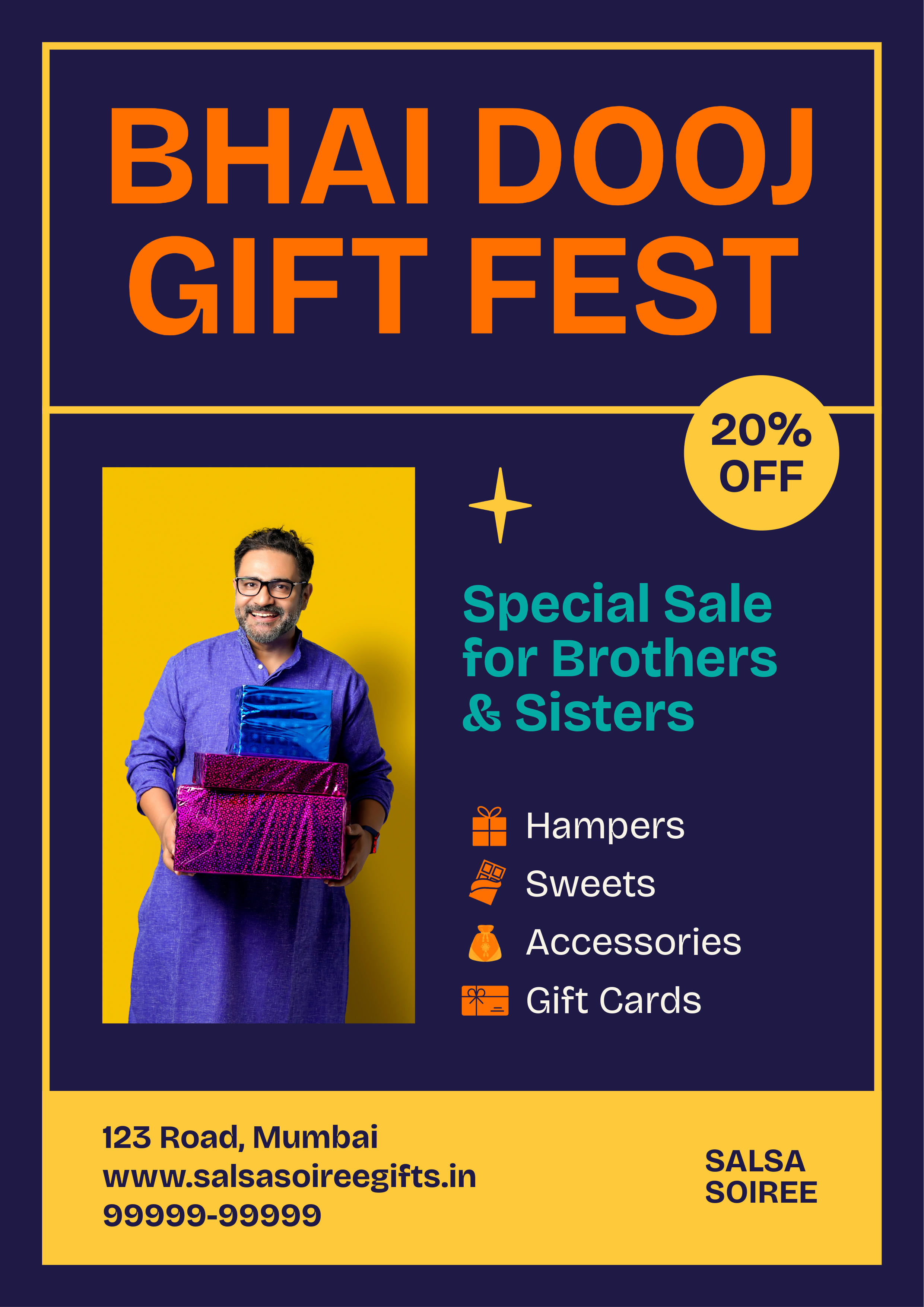 Navy Blue Bhai Dooj Flyer