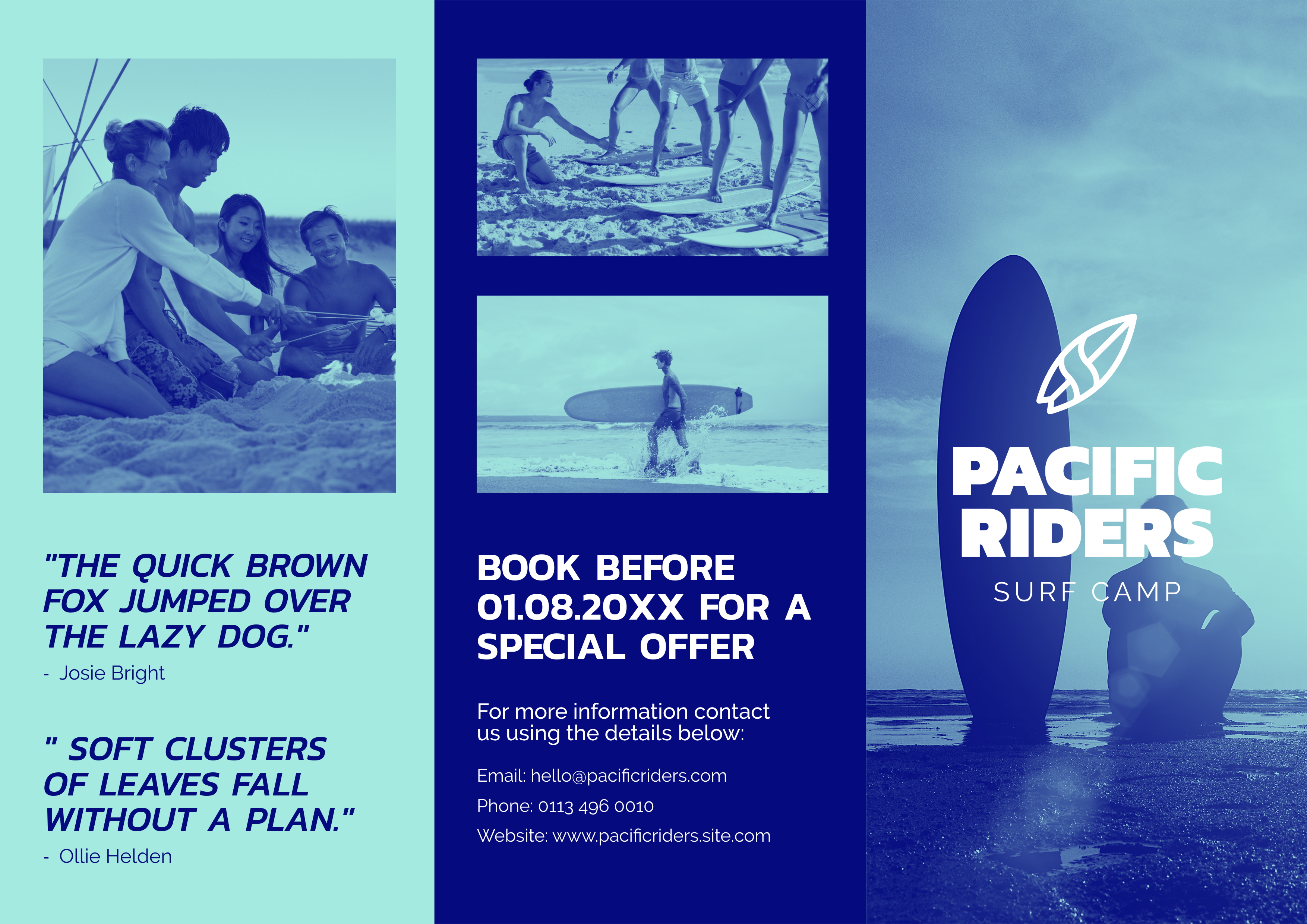 Blue Beach Surf Camp Schedule Brochure A4
