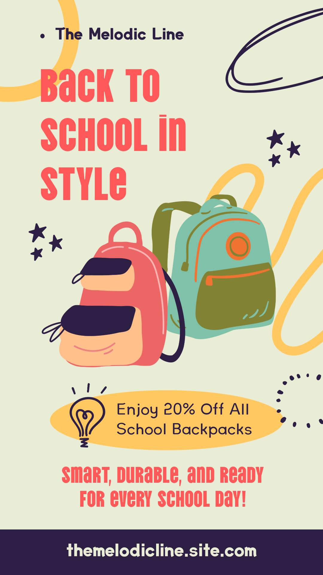 Beige and Yellow School Bags Store Offer Instagram Story Ad