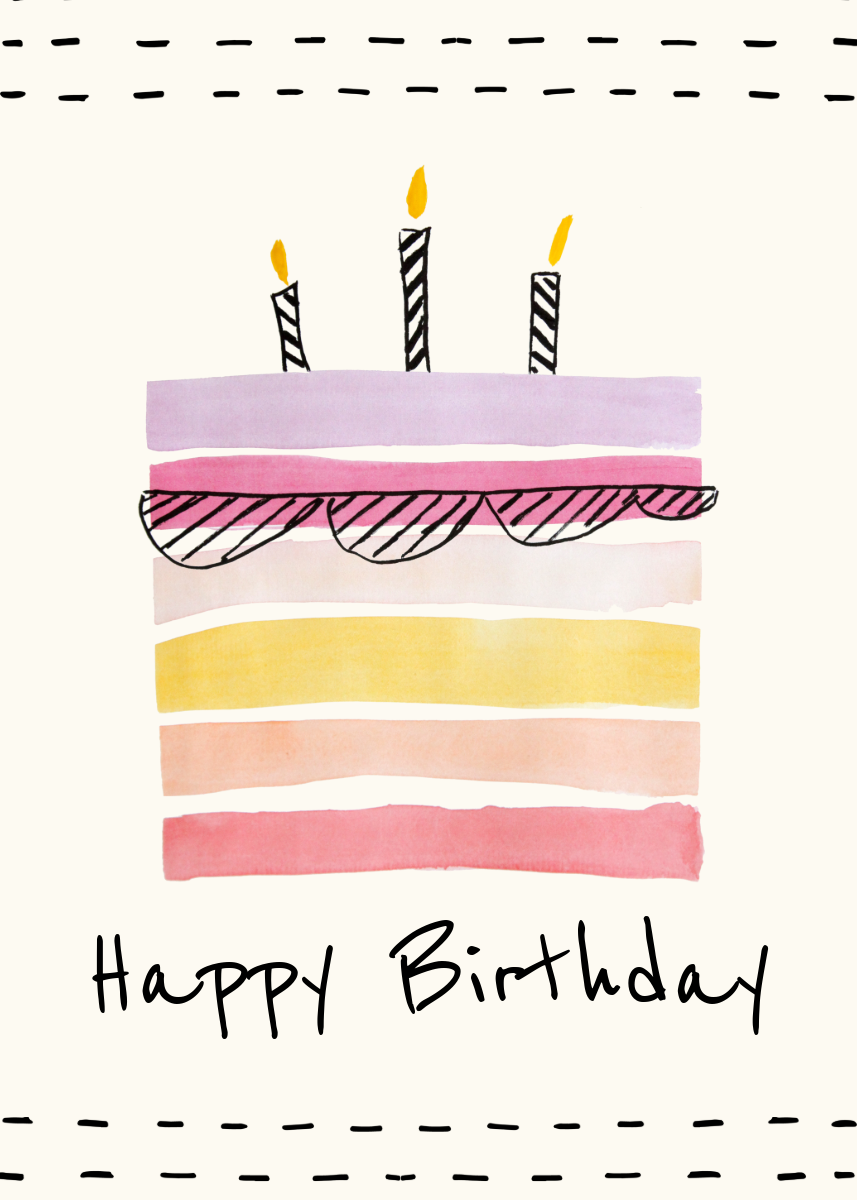 Pink & Gold Birthday Card