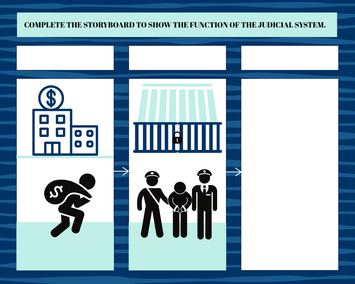 Blue Judicial System Social Studies Storyboard Comic Strip