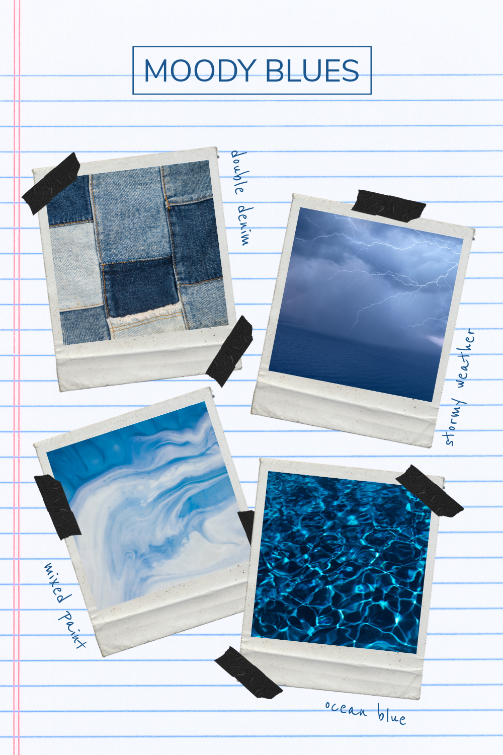 White Polaroid Blues Mood Board Pinterest Post