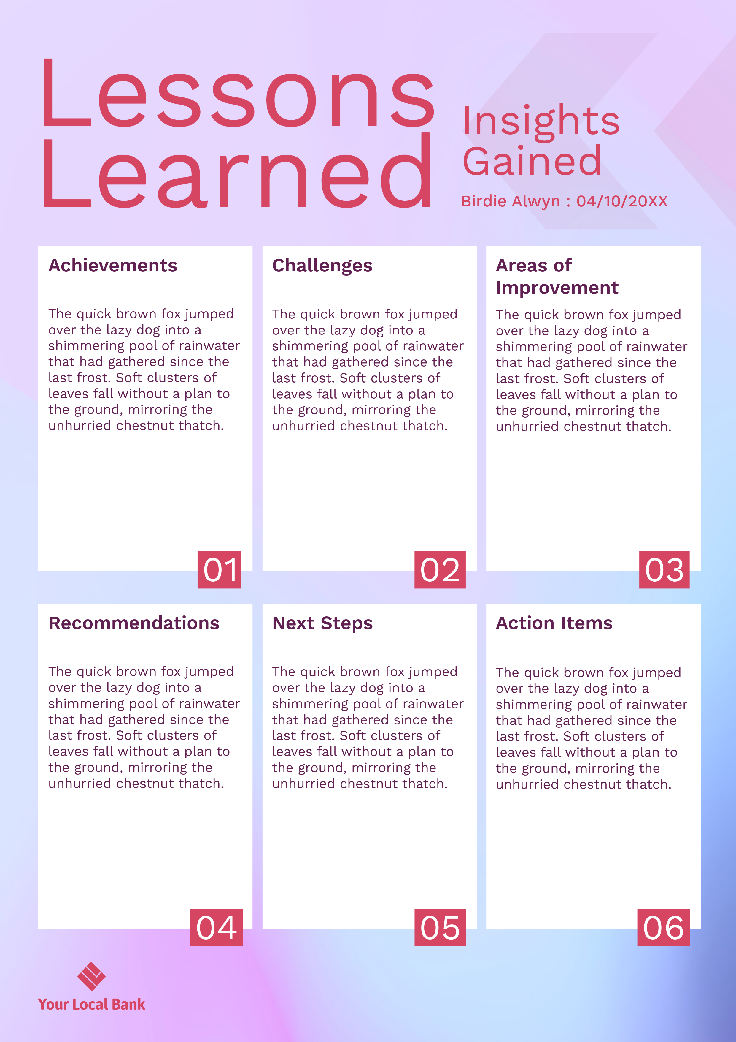 Purple Red Lessons Learned Worksheet