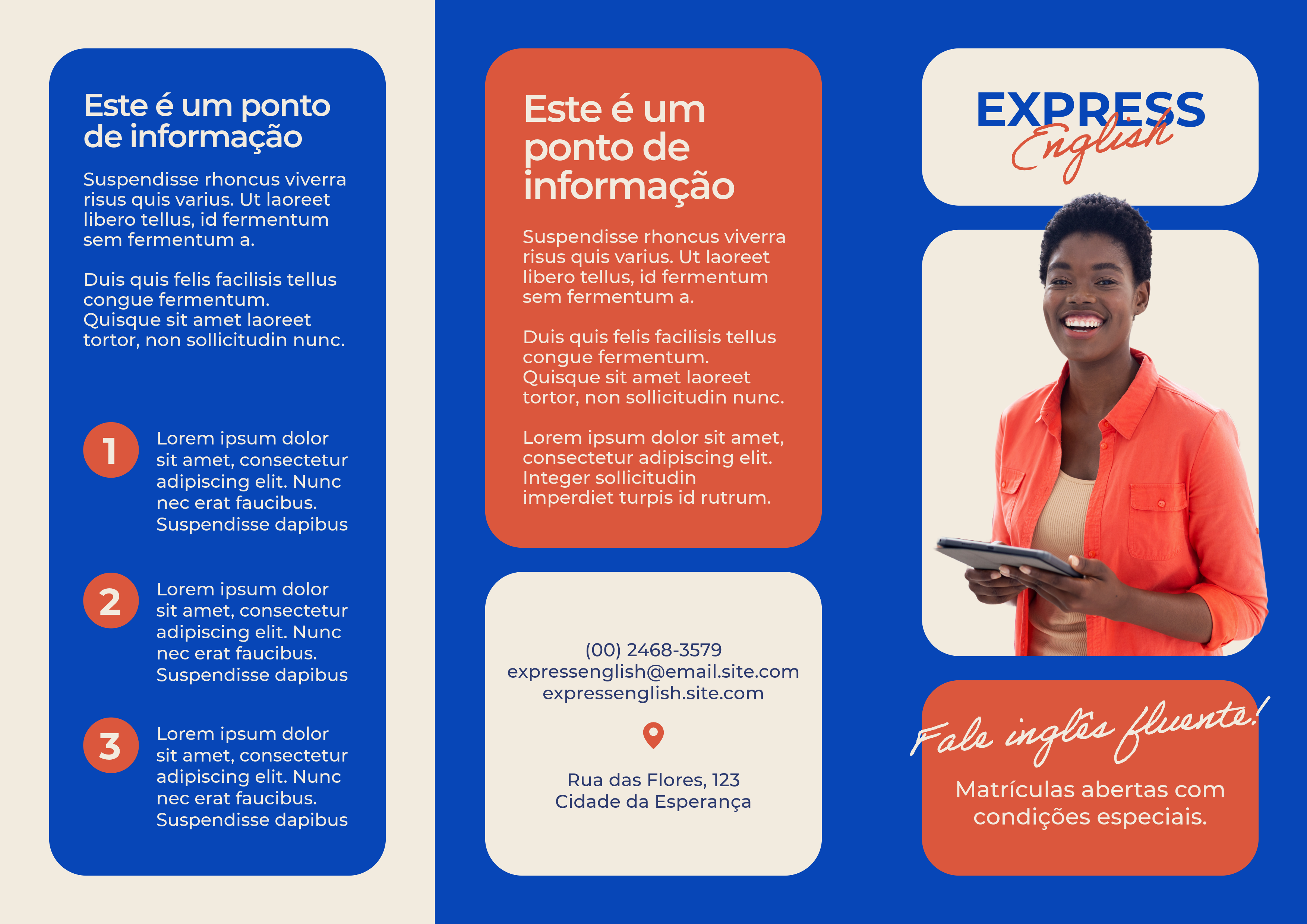 Azul e Vermelho Escola de Idiomas Inglês Folder A4