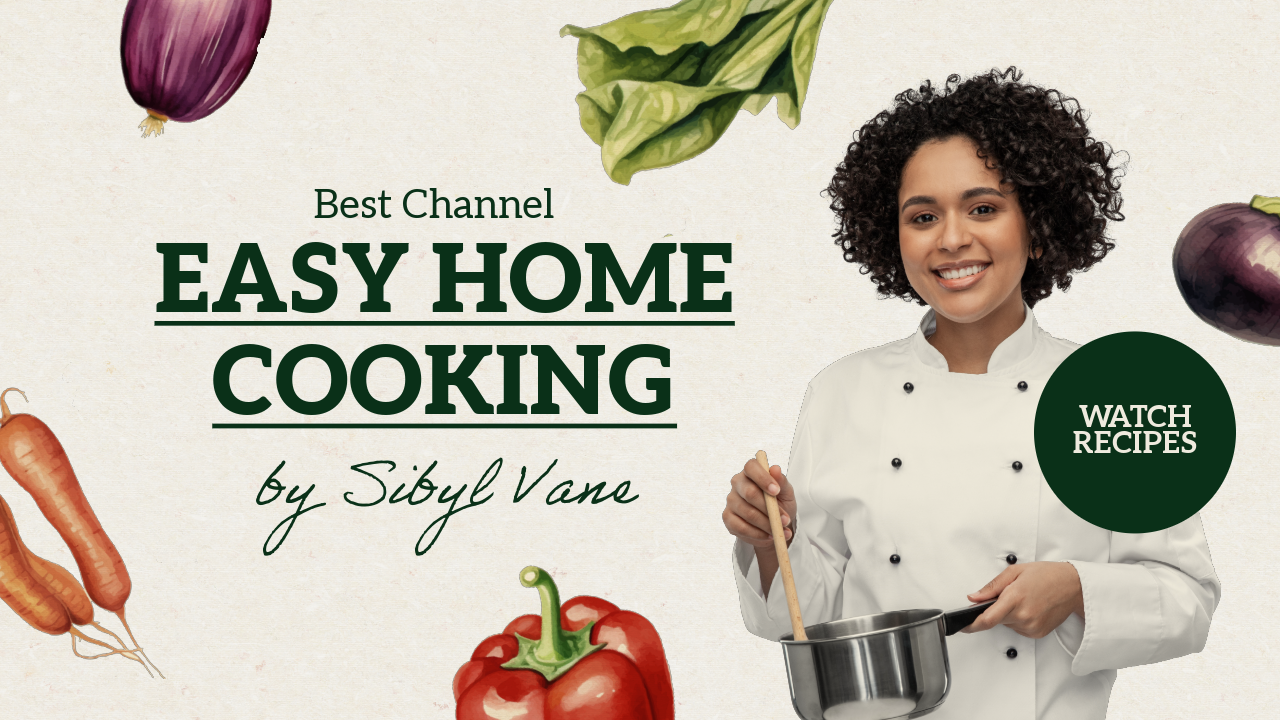 Beige & Green Cooking Recipes Video Youtube Thumbnail