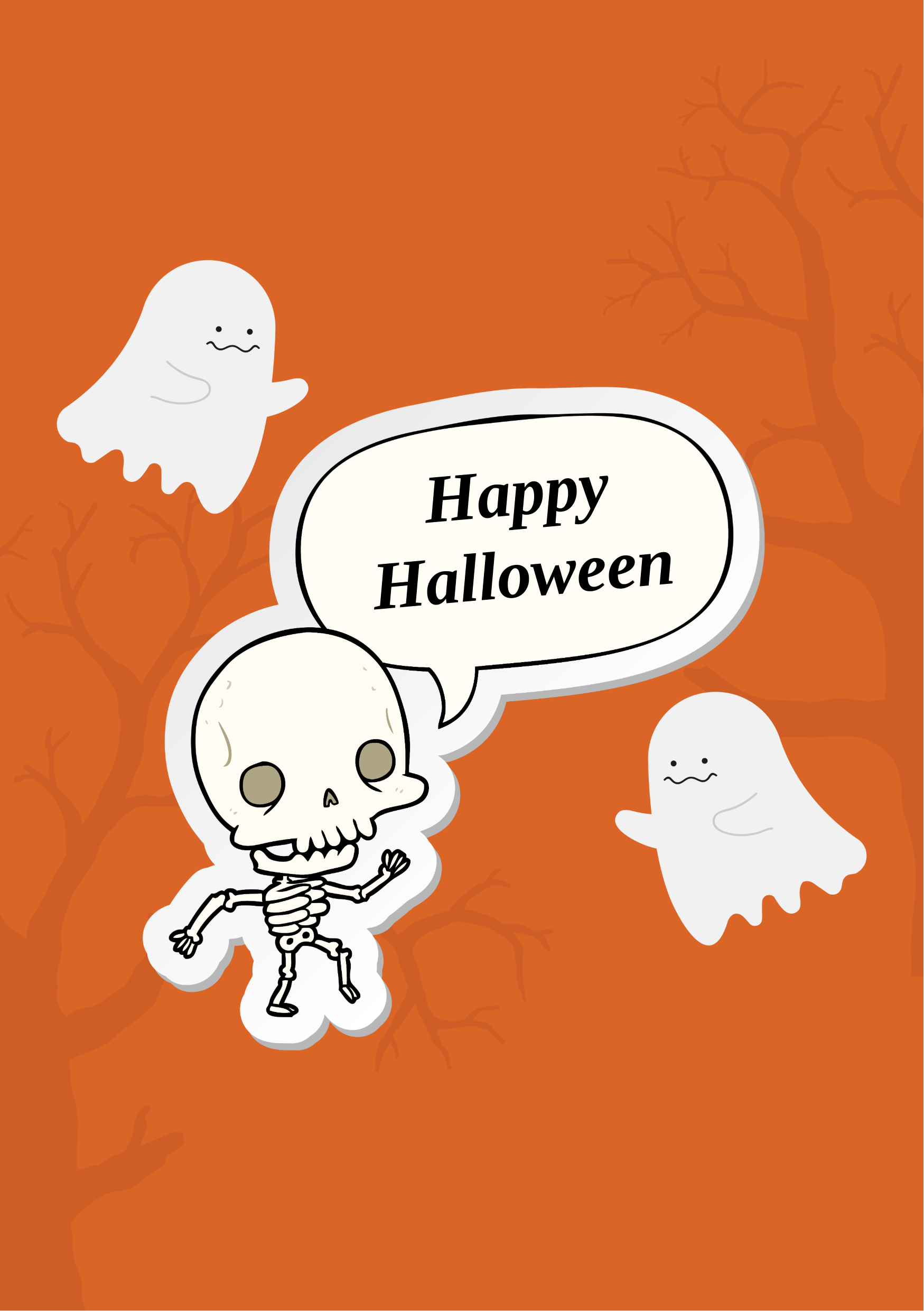 Orange and White Happy Halloween Card