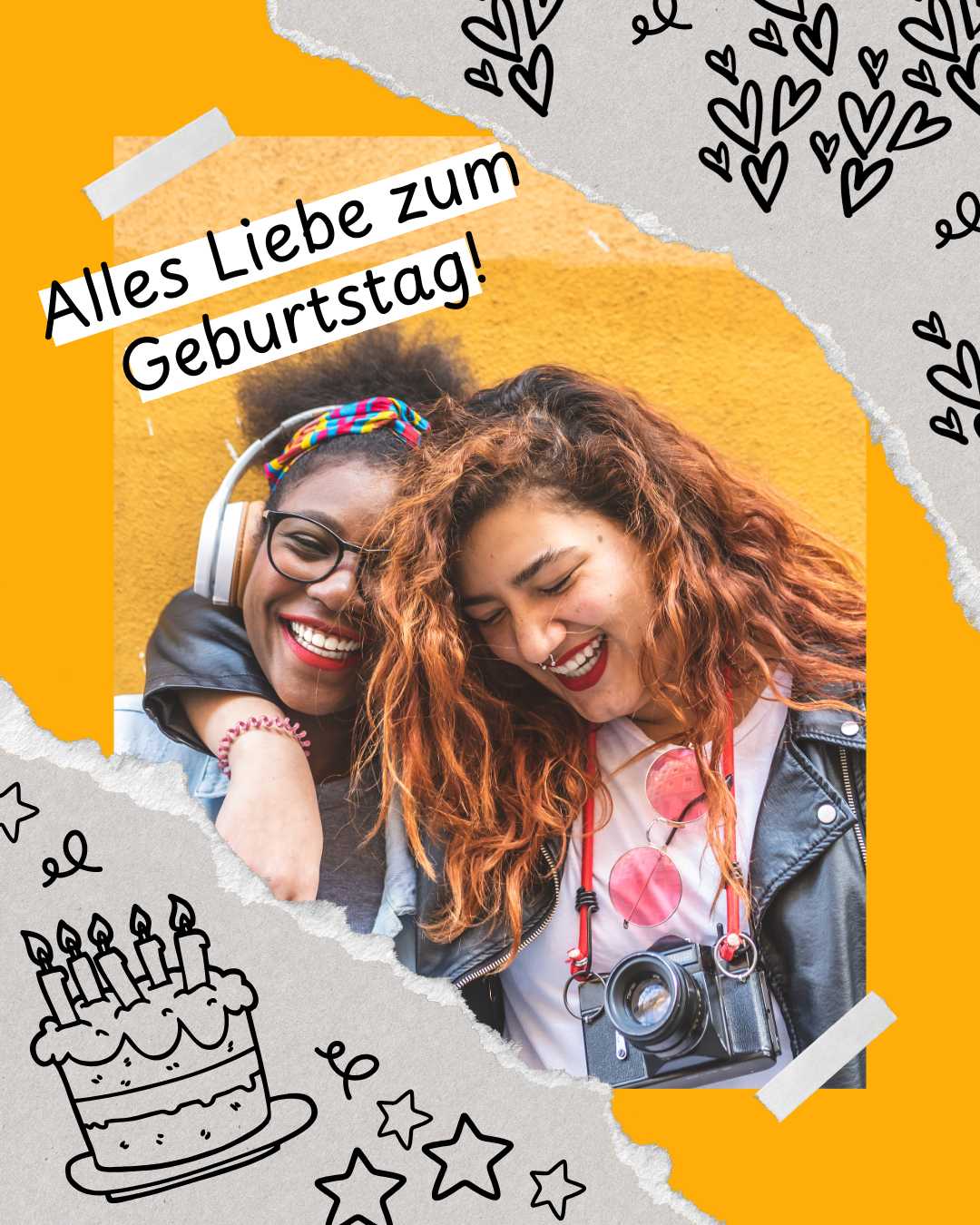 Gelber Collage-Geburtstags-Instagram-Hochformat-Beitrag