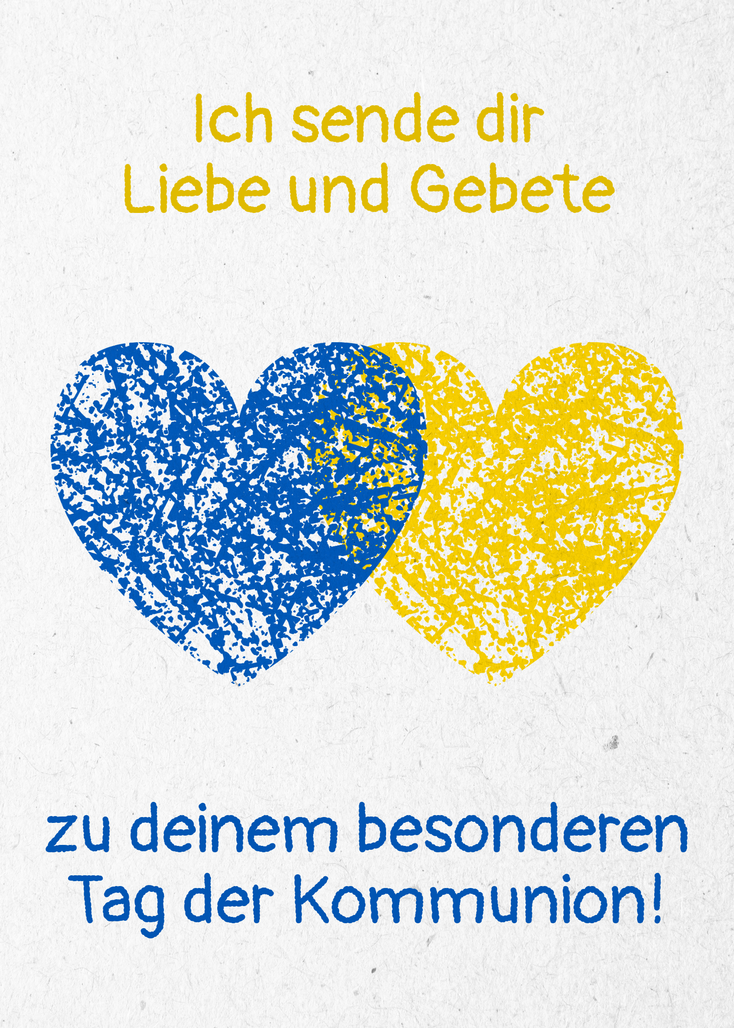 Gelb-blaue Kommunionskarte