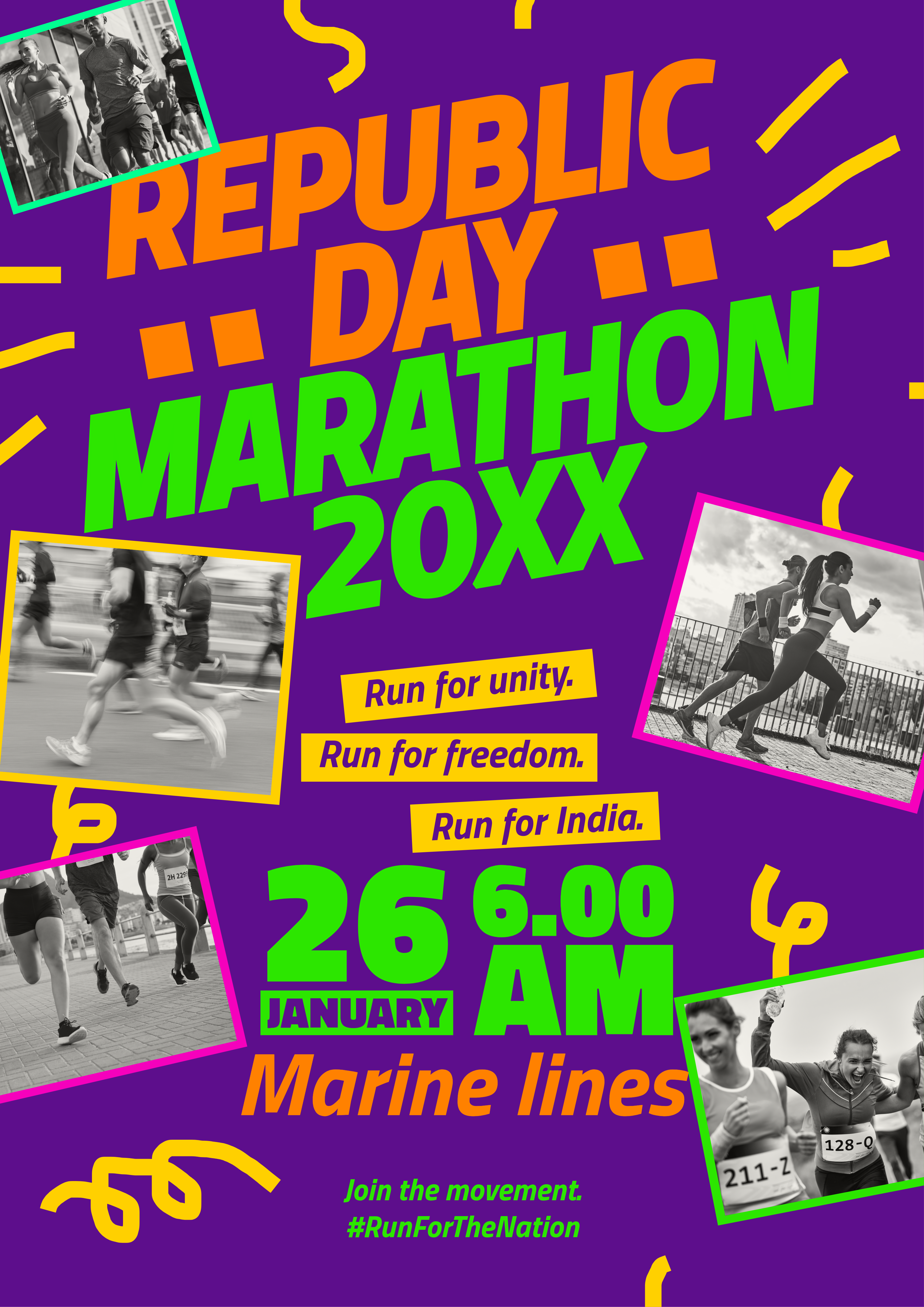Purple Republic Day Marathon Event Poster