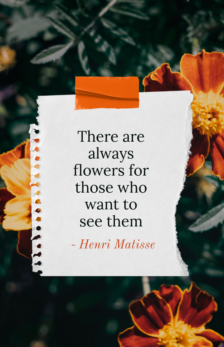 Orange and Green Flowers Quote Poster