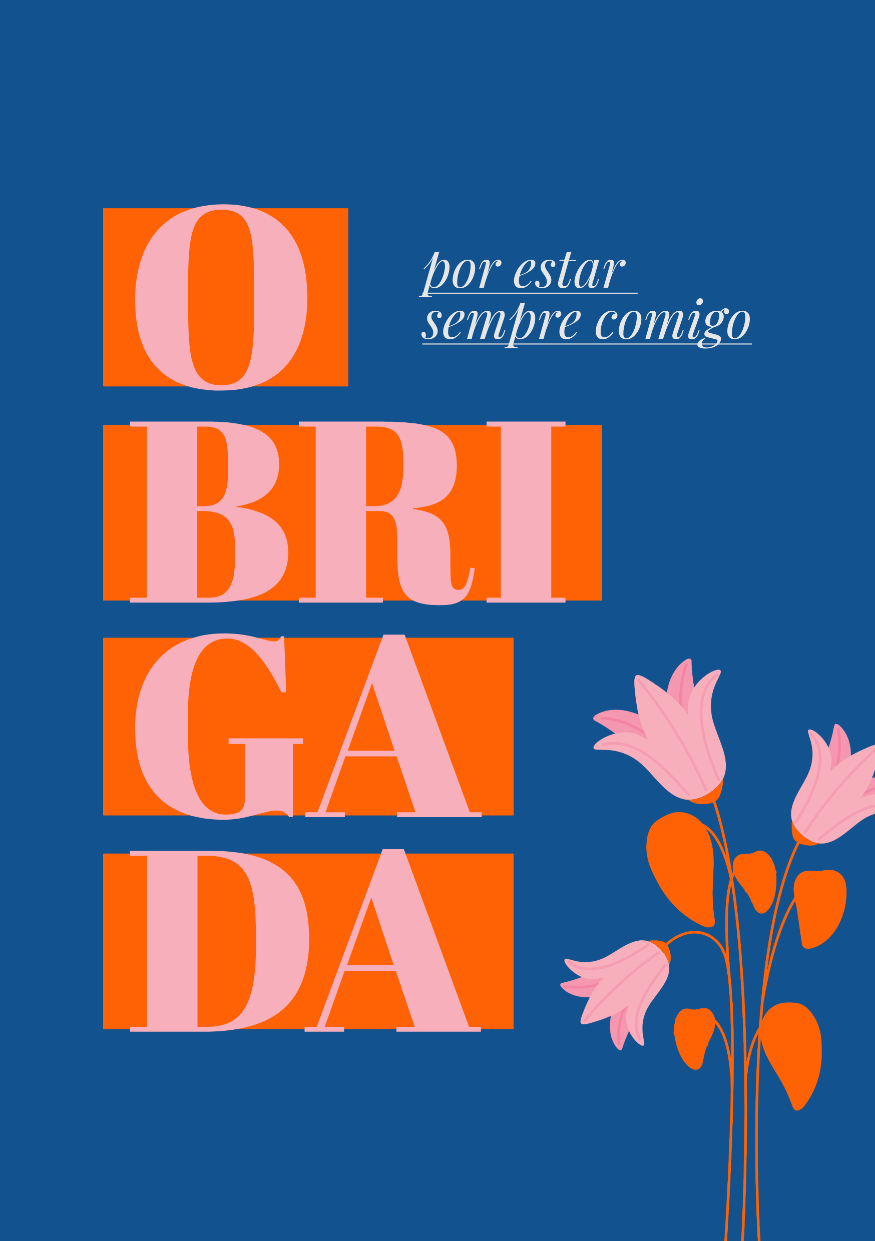 Azul e Laranja Obrigada Cartão de Agradecimento