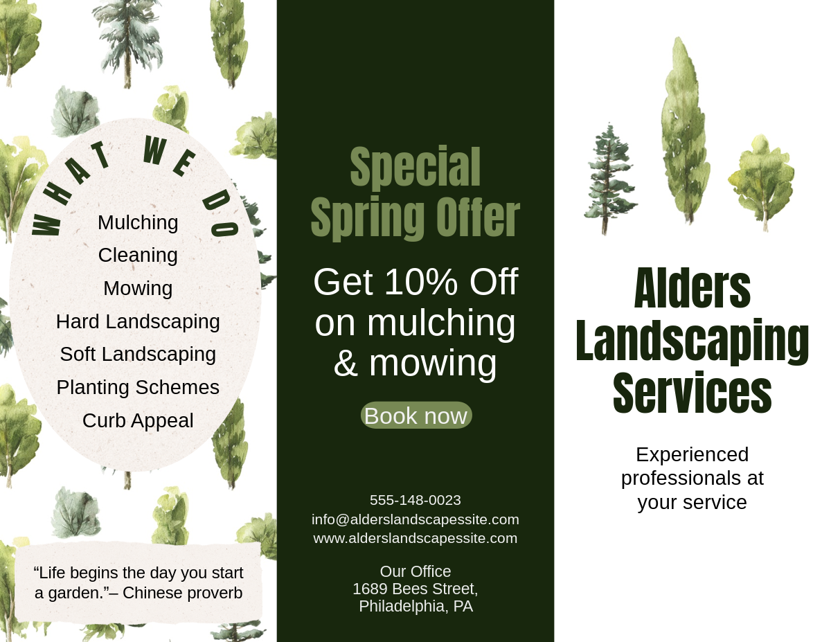 Green & White Landscaping Services Brochure