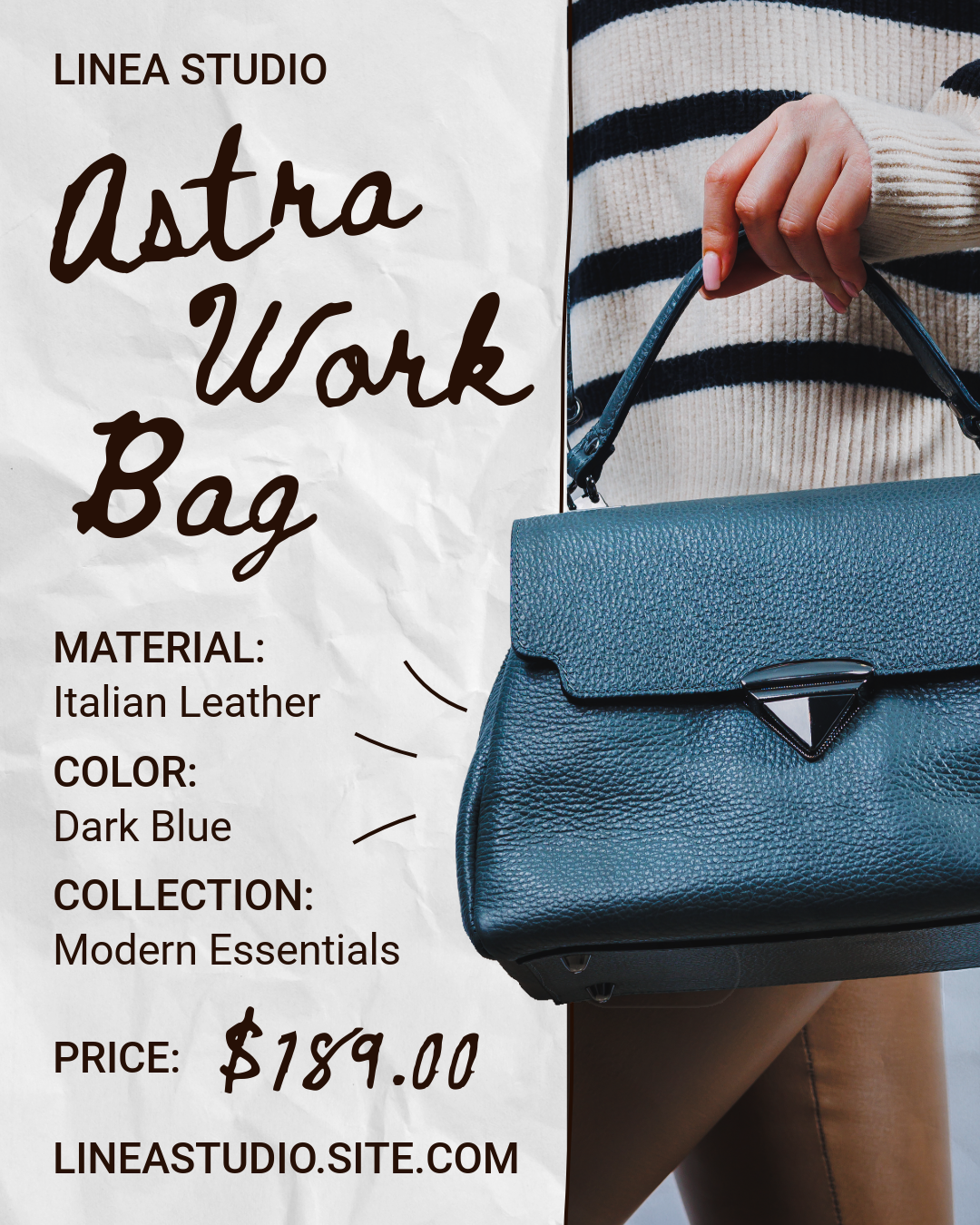 Dark Brown and Light Beige Fashion Bag Instagram feed ad