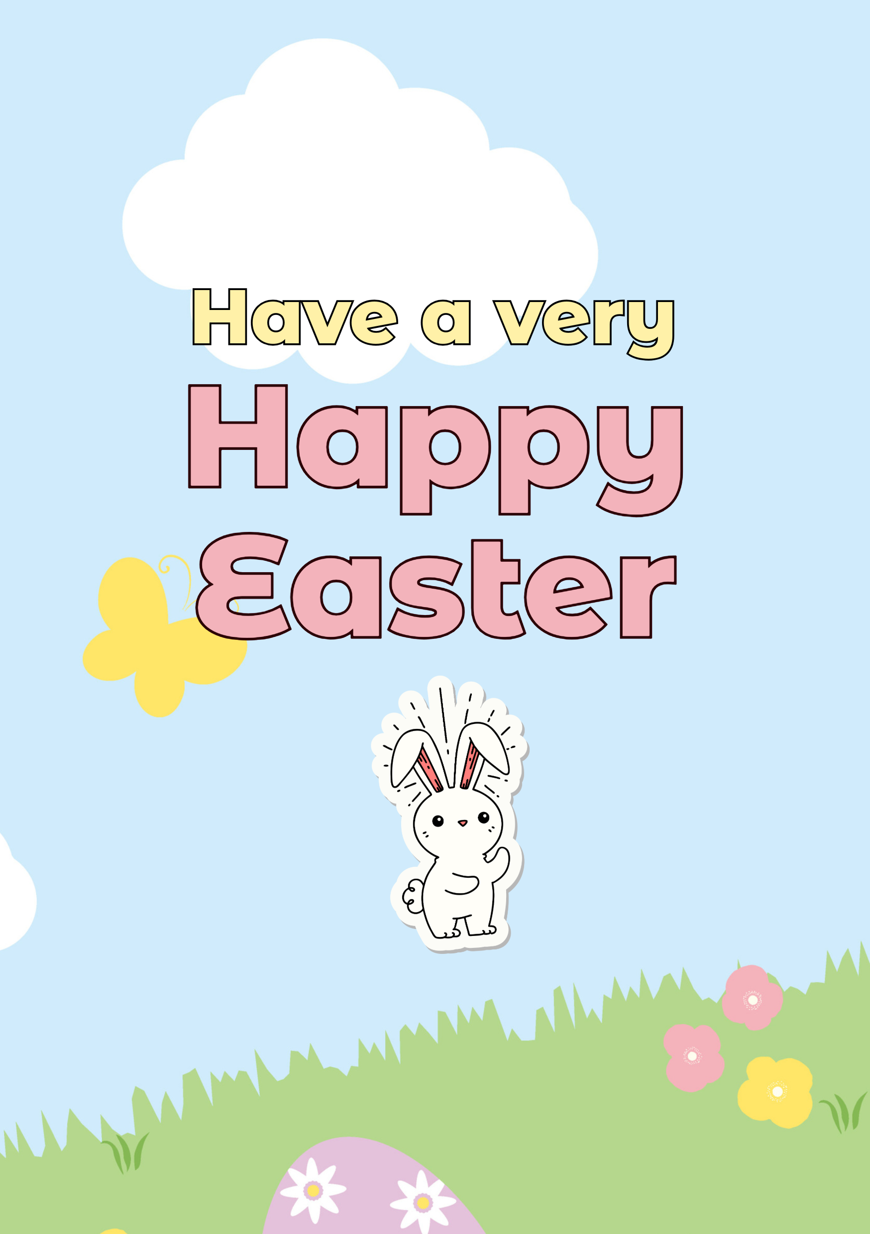 Blue, Pink and Yellow Easter Card