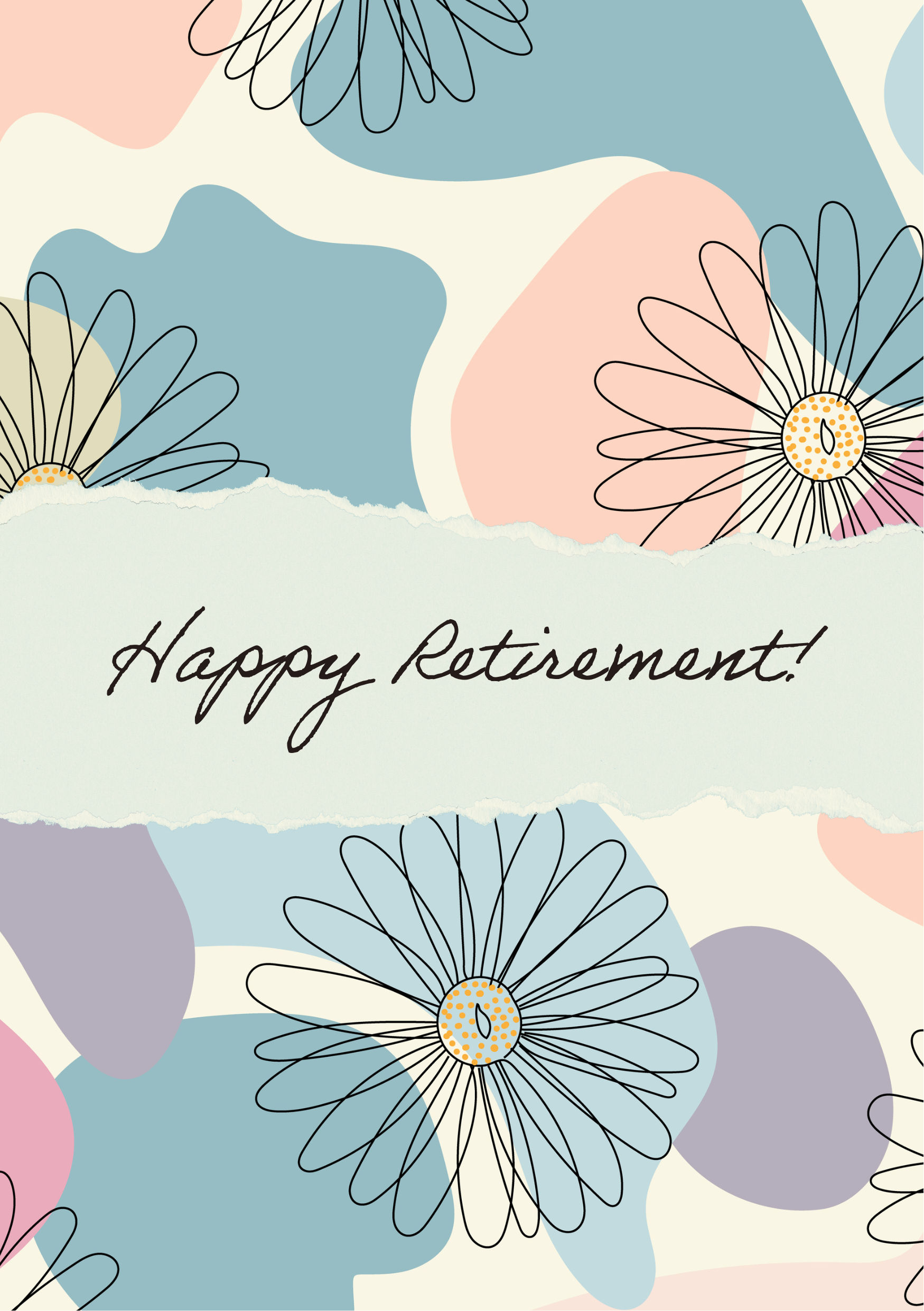 Pink and Blue Retirement Card