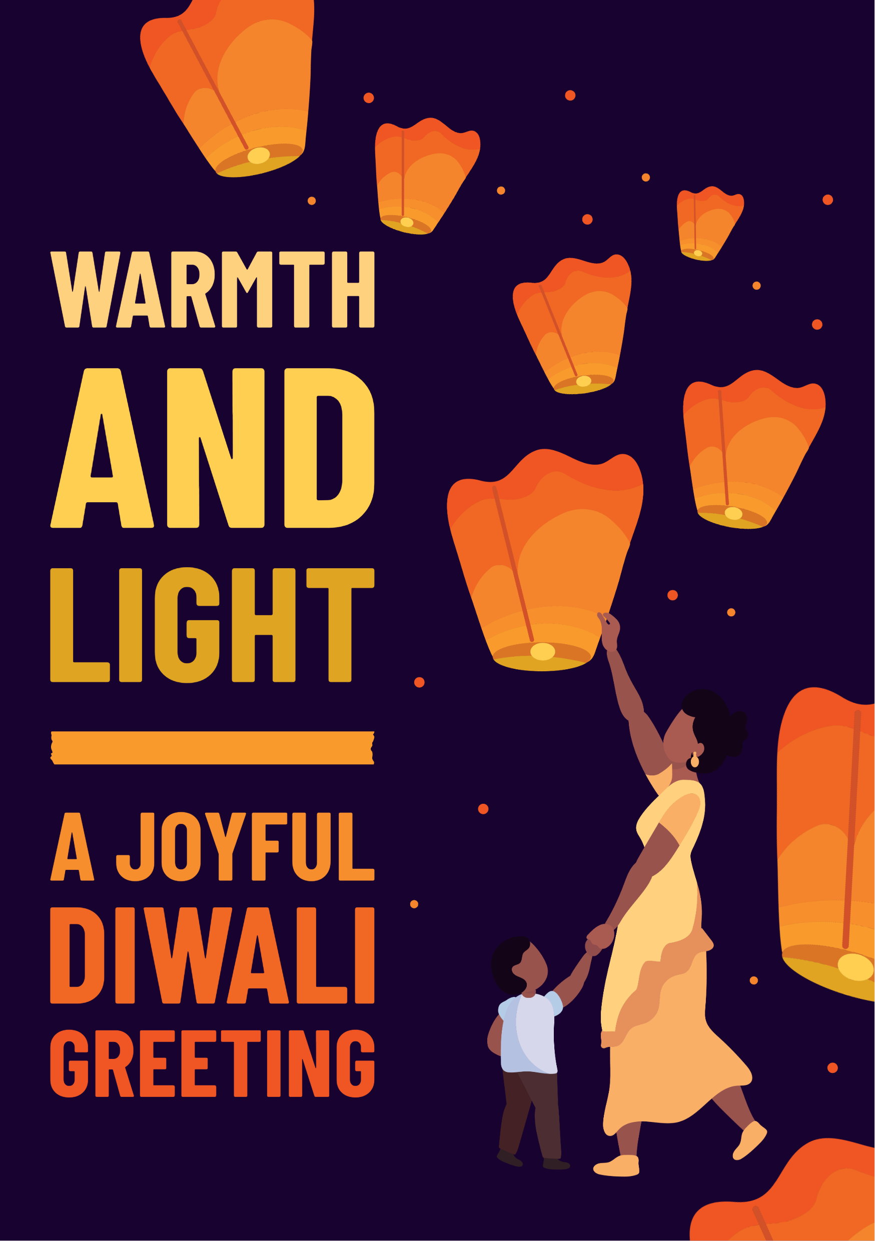 Orange and Yellow Diwali Greeting Card