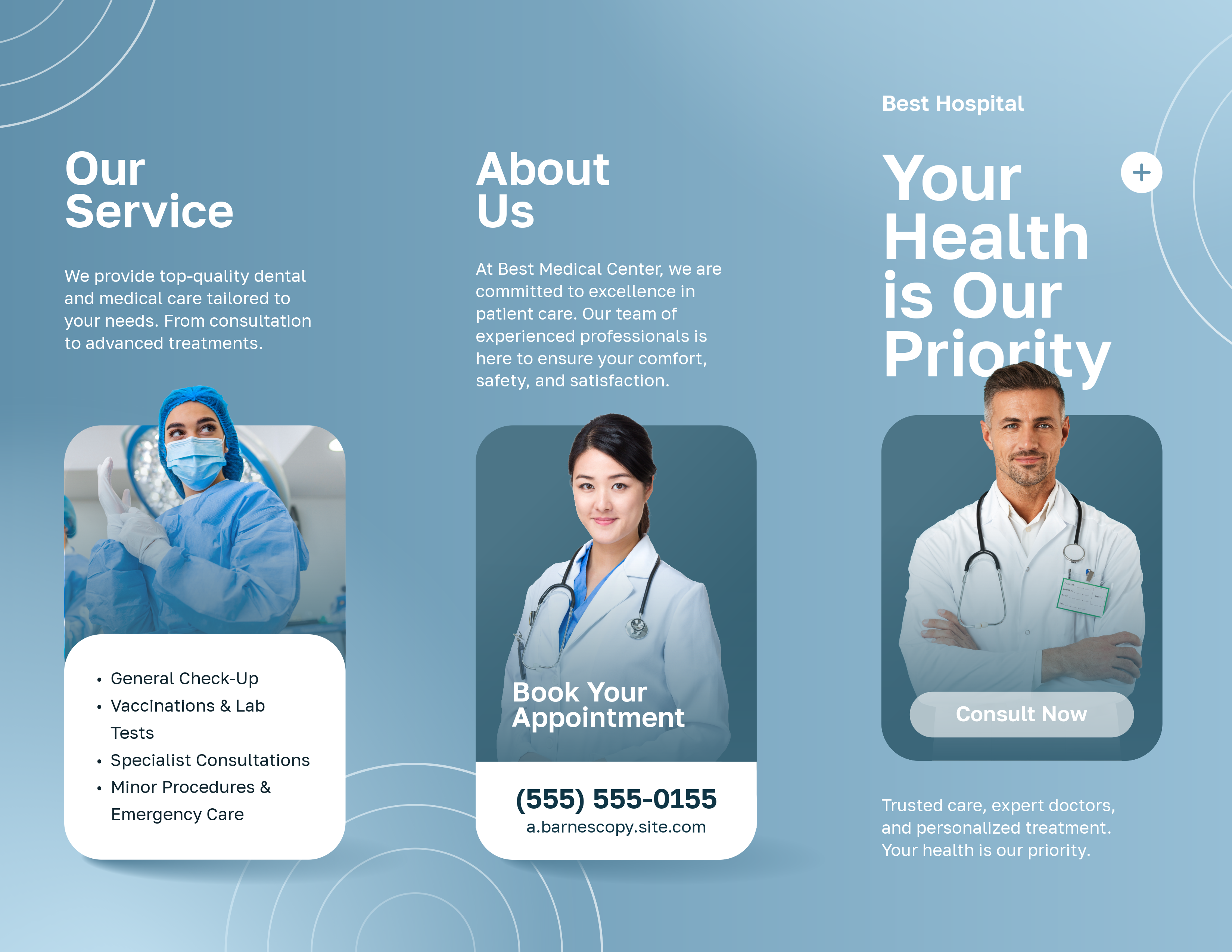 Blue Medical Service Promotion Trifold Brochure