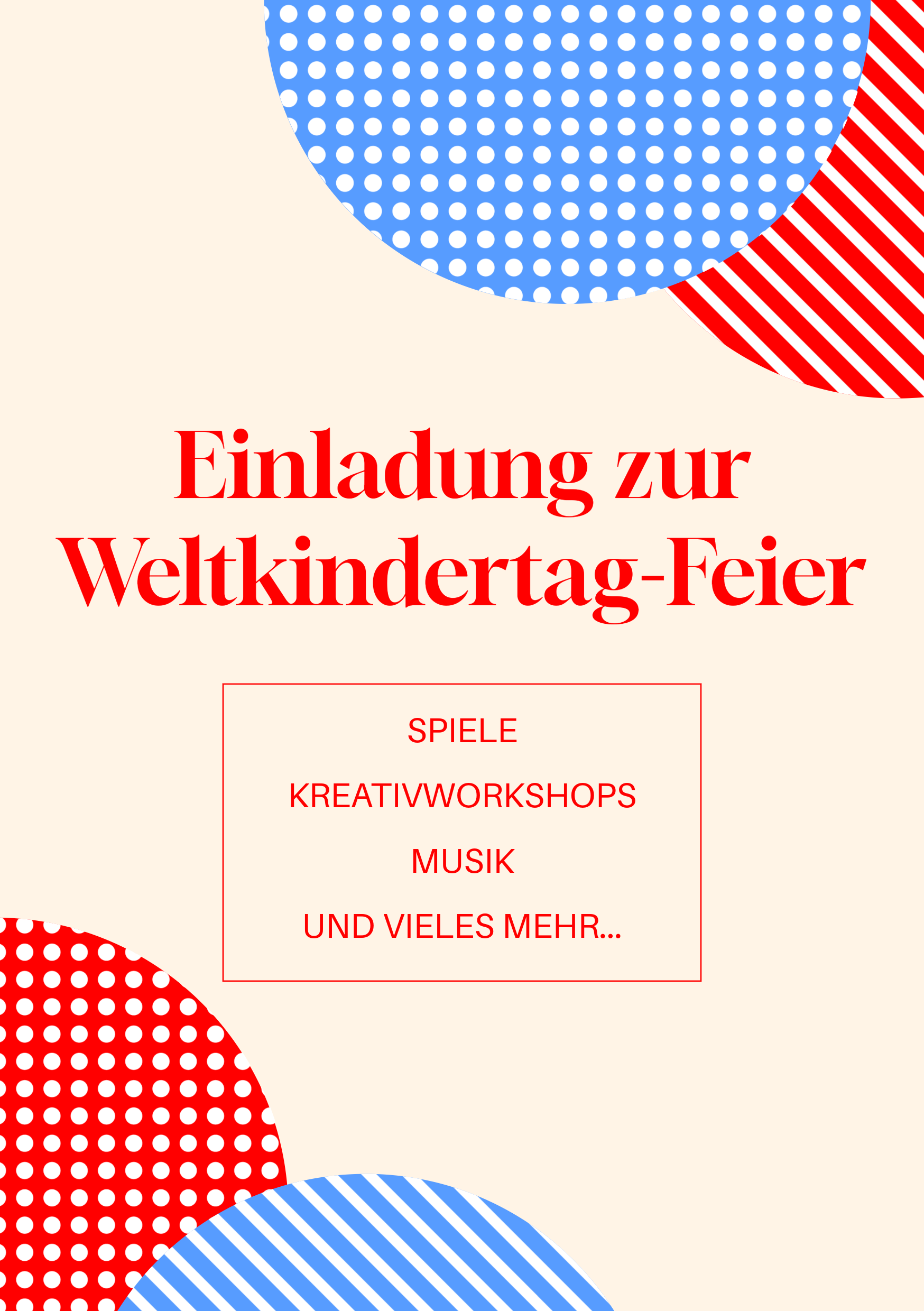 Blau und Rot Weltkindertag-Feier Einladung