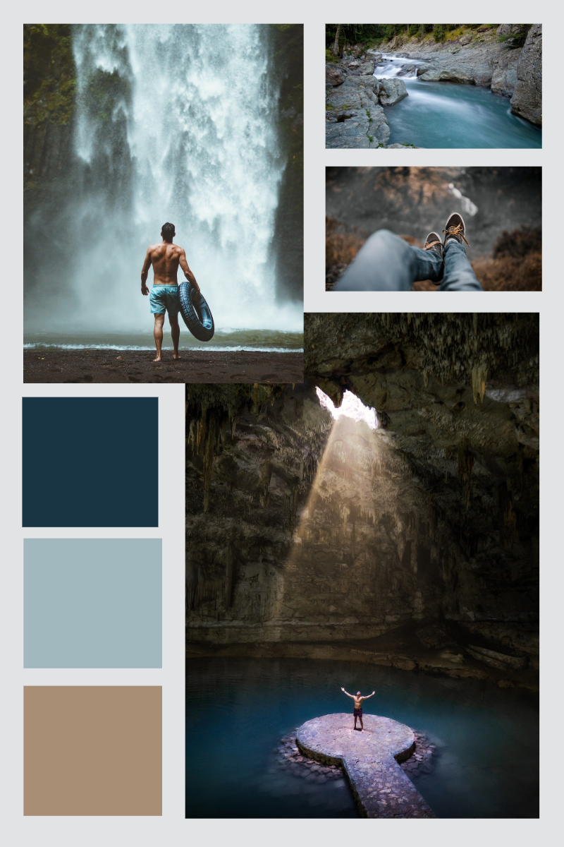 Brown & Blue Ocean Cave Colour Palette Mood Board Pinterest Post