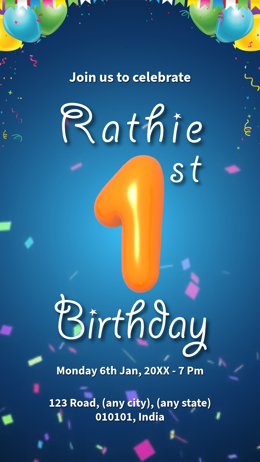 Colorful Birthday Party Invite Whatsapp Post