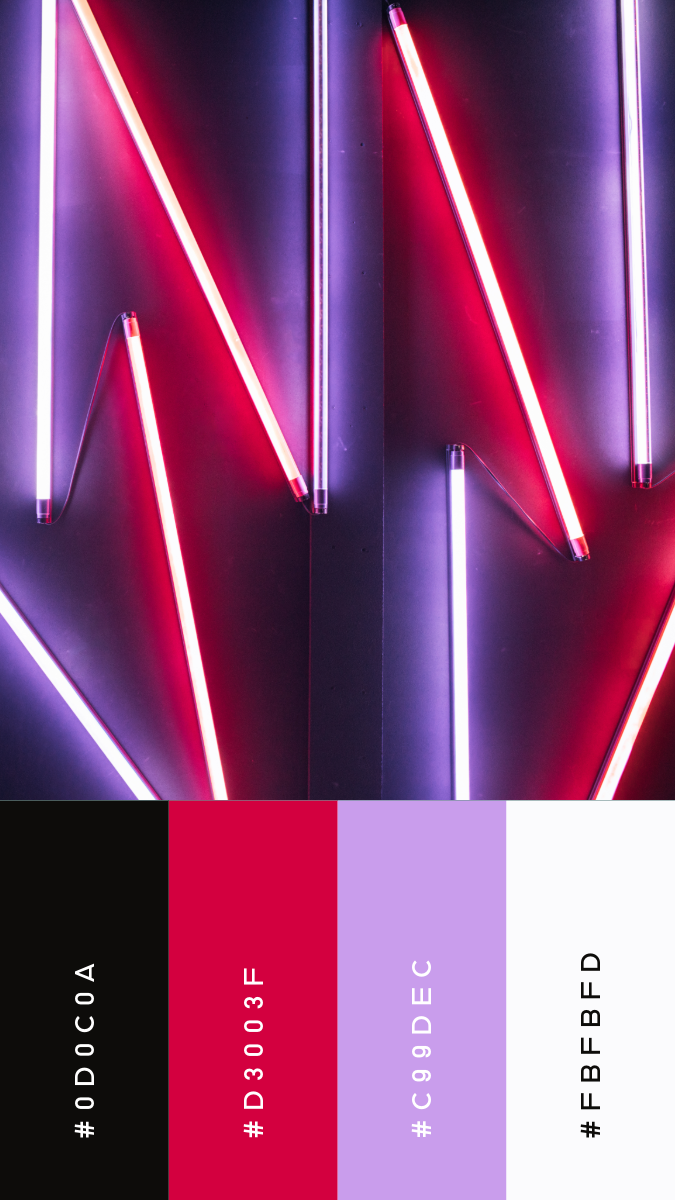 Purple and Red Minimal Neon Mood Board