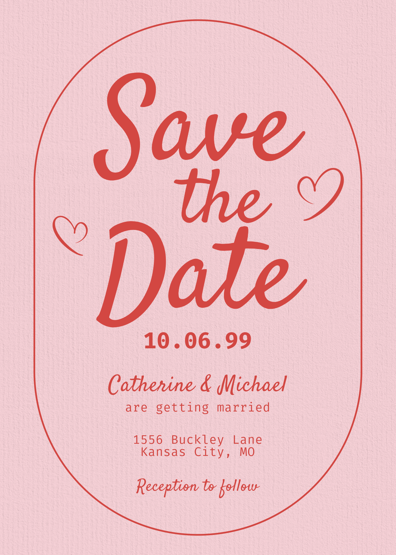Pink Classic Handmade Typography Save The Date Card