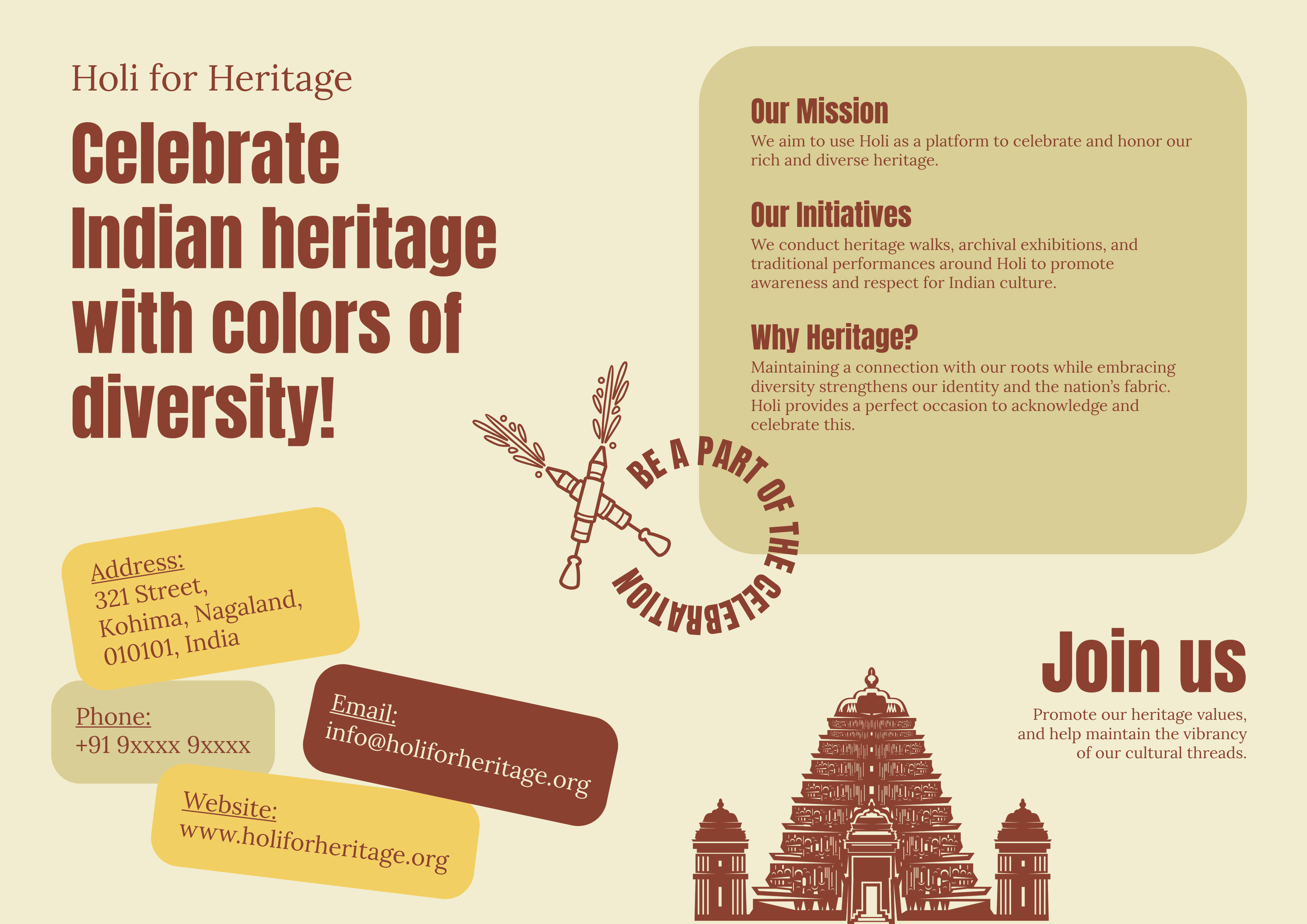 Beige Brown Holi Beochure