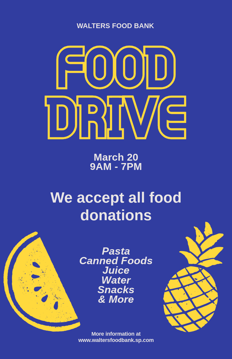 Food Drive Blue Background Poster