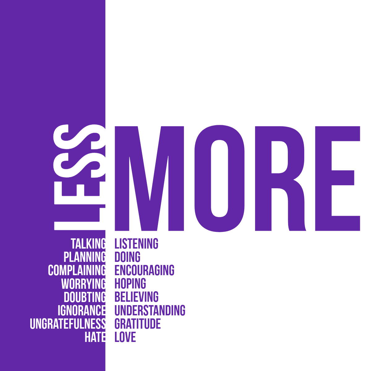 Purple and White Less More Lists Instagram Square