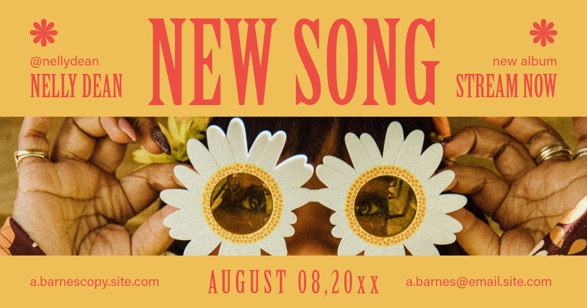 Yellow Retro Bold New Song Facebook Event Cover