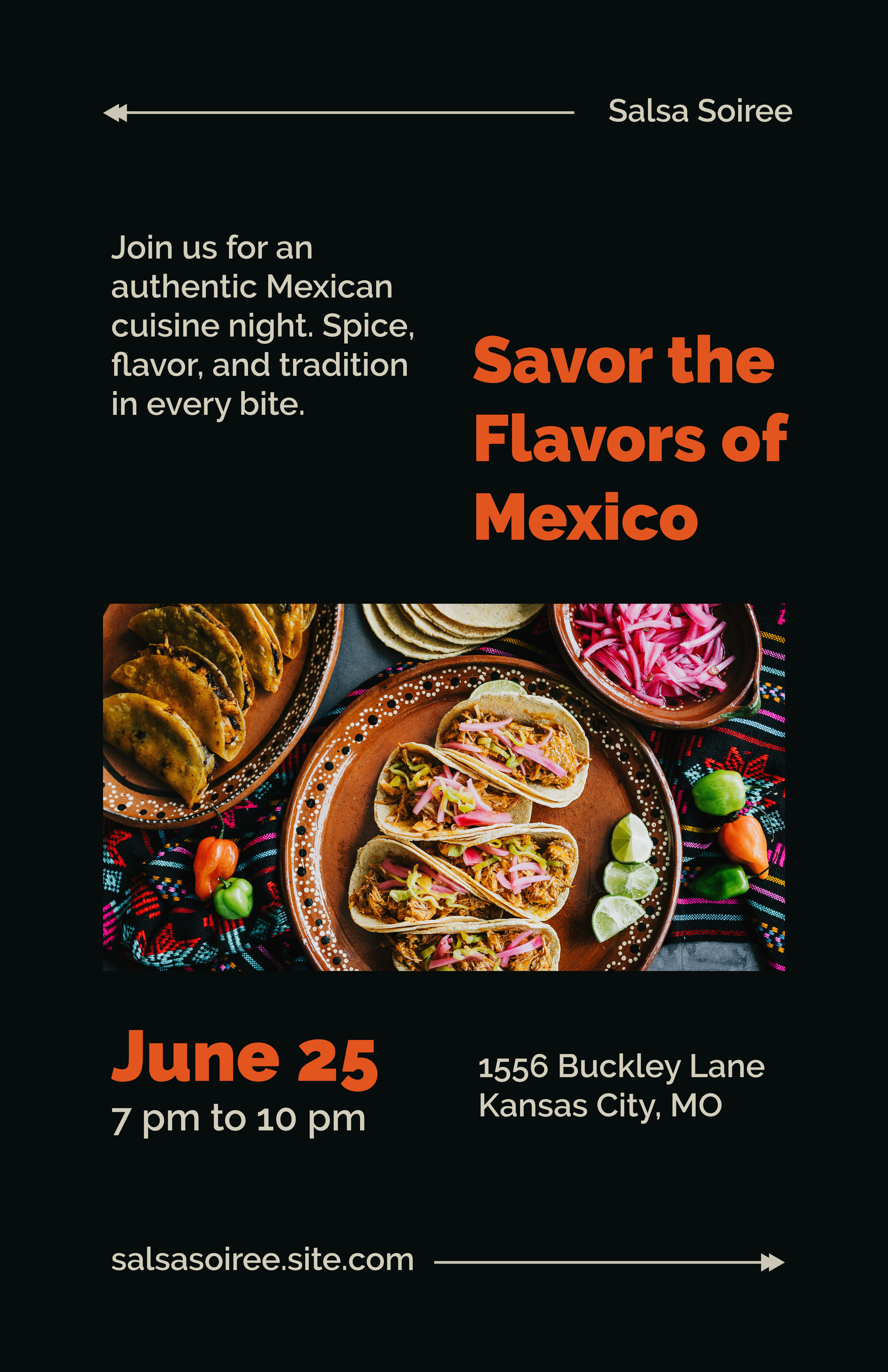 Black And Orange Restaurant Traditional Mexican Poster