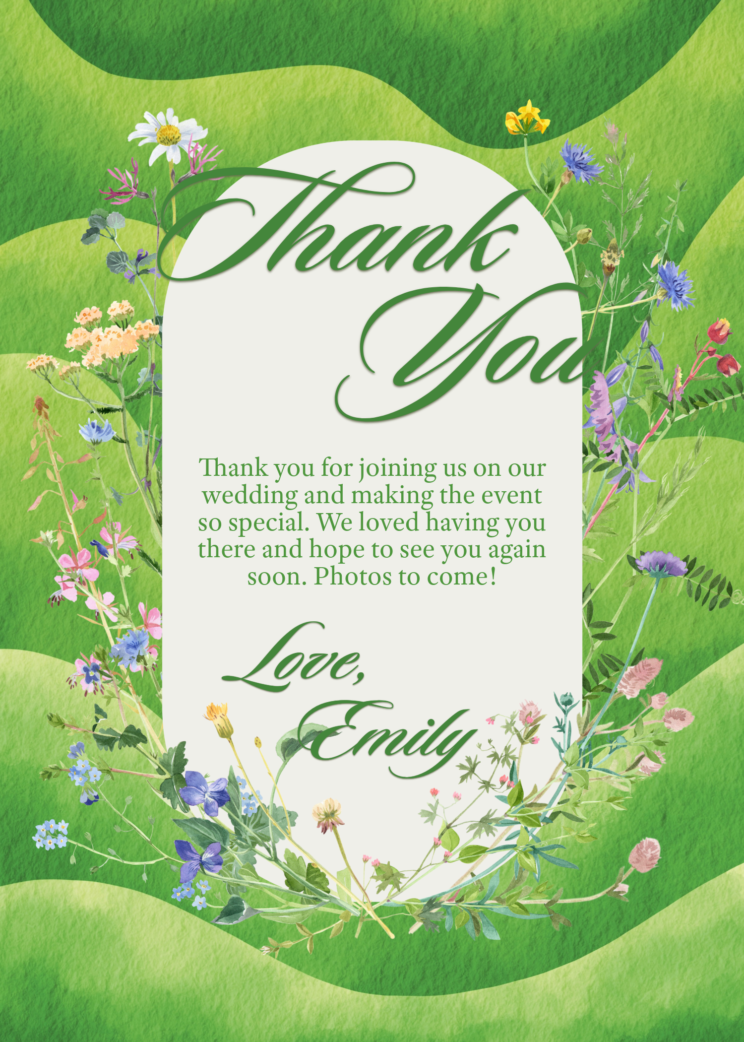 Green Wedding Thank You Card