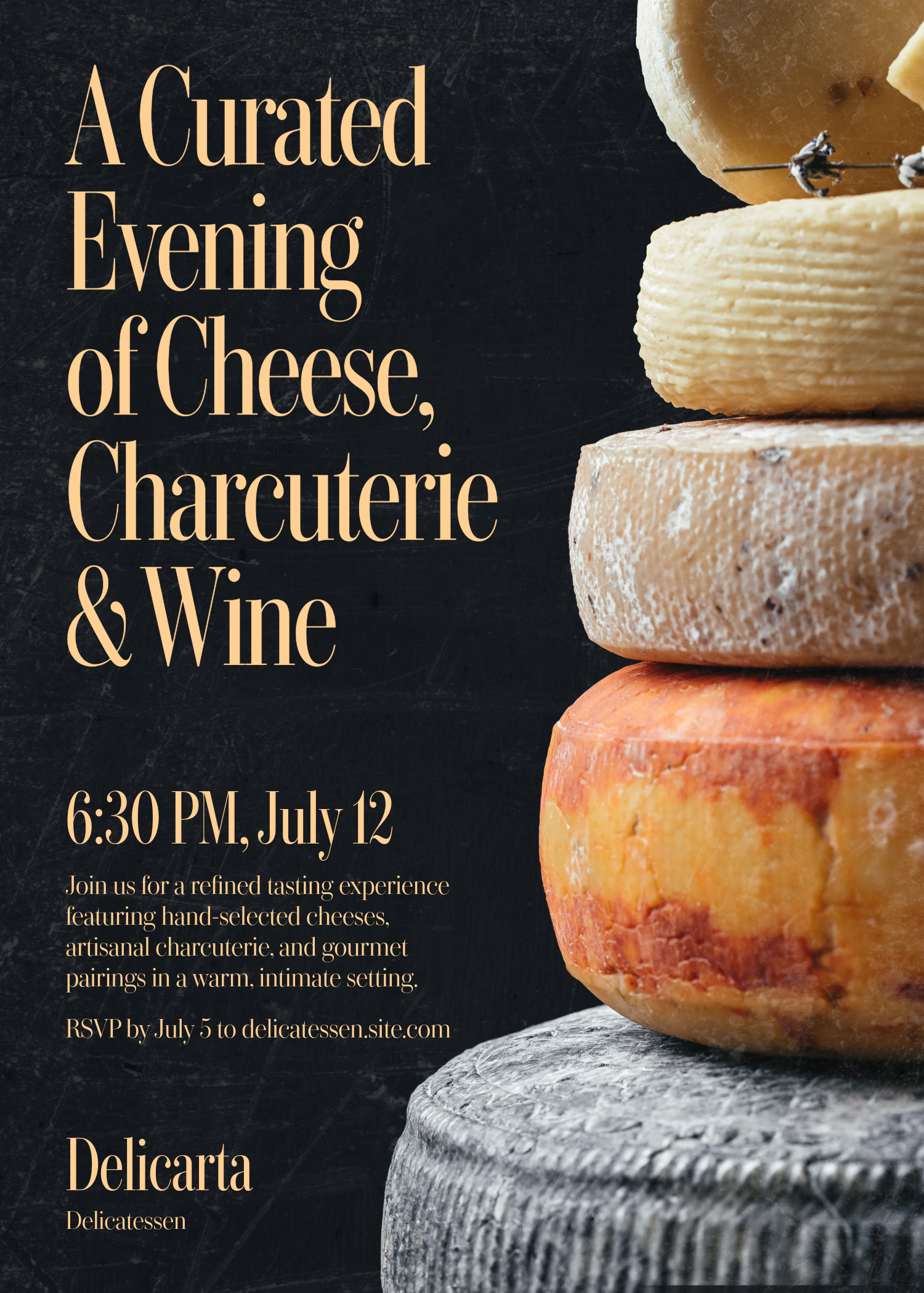 Yellow and Black Delicatessen Gourmet Tasting Invitation