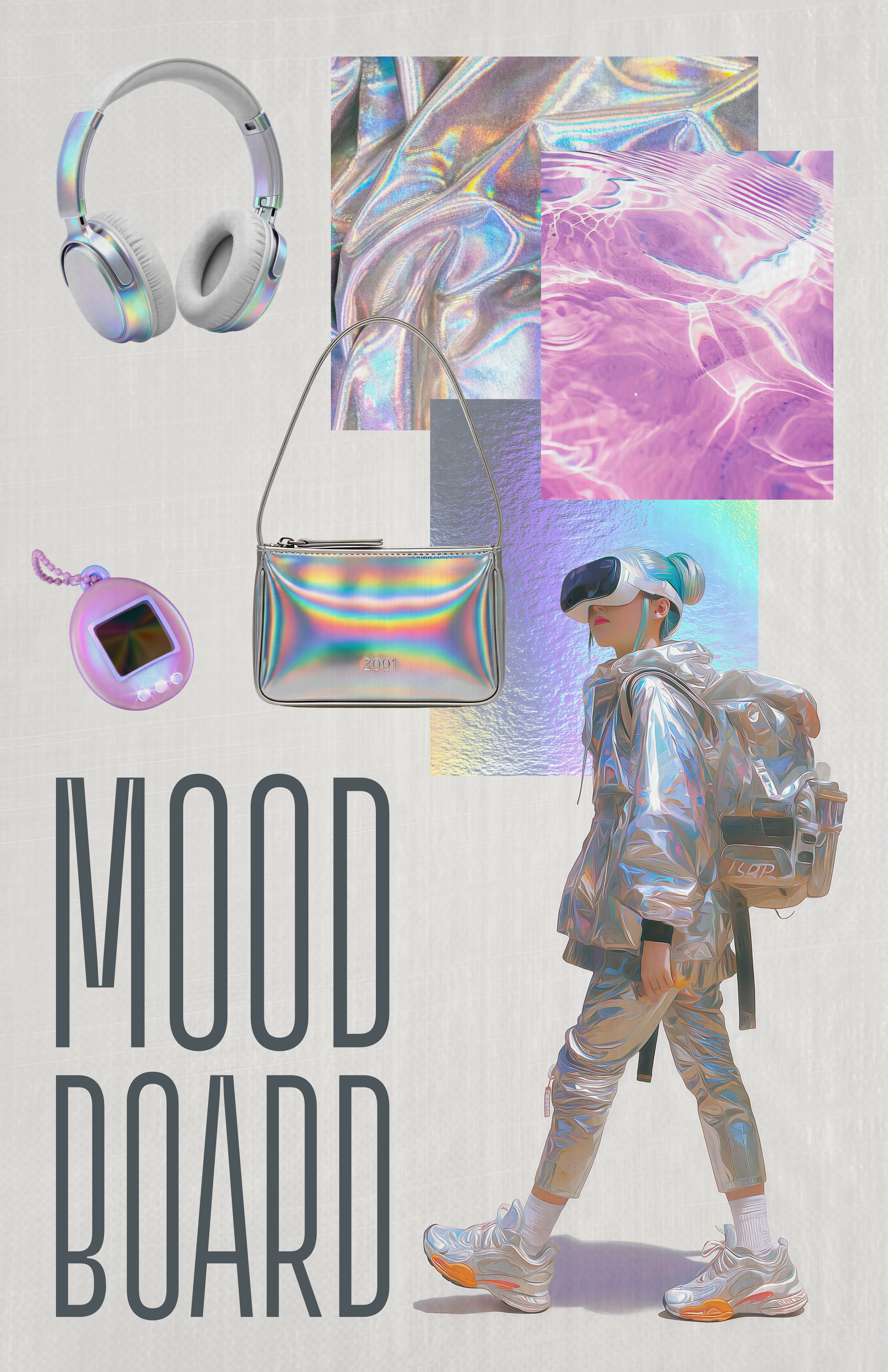 White and Grey Personal Brand Mood Board Poster