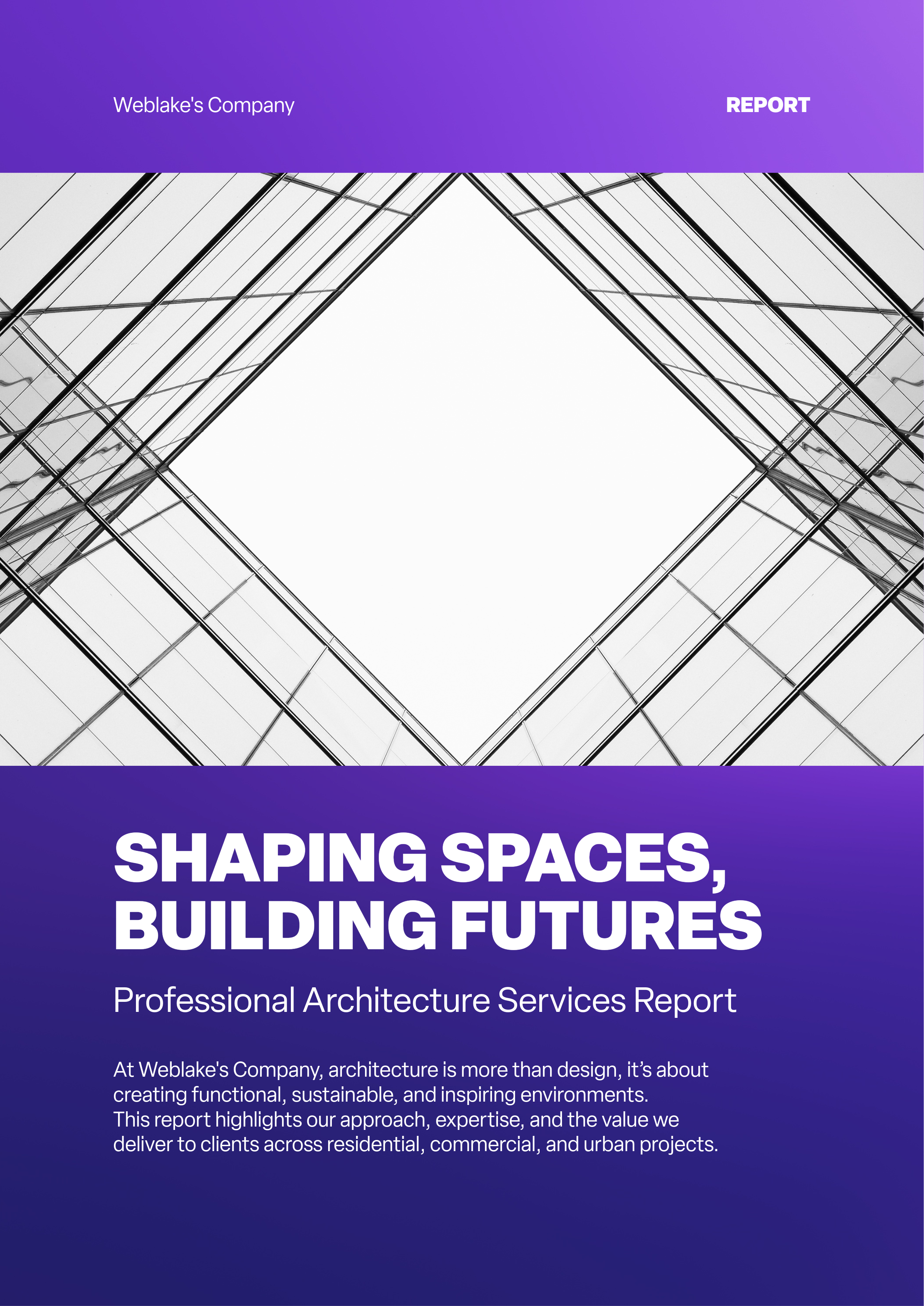 Purple And White Professional services Architecture Report A4