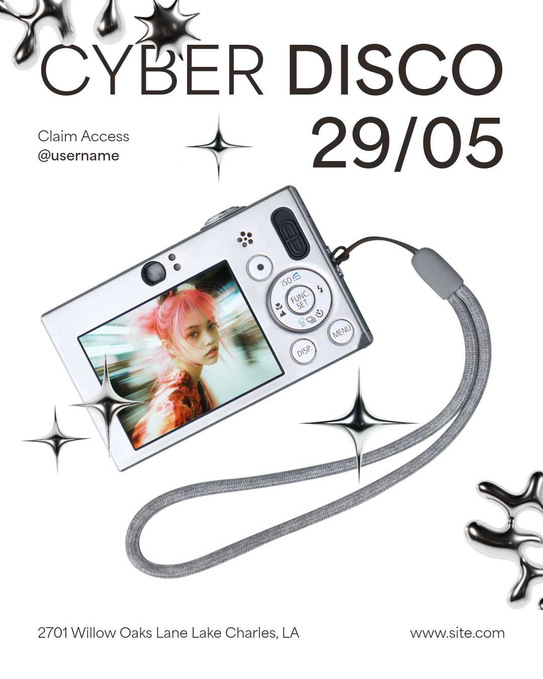 white and black cyber disco party instagram portrait post
