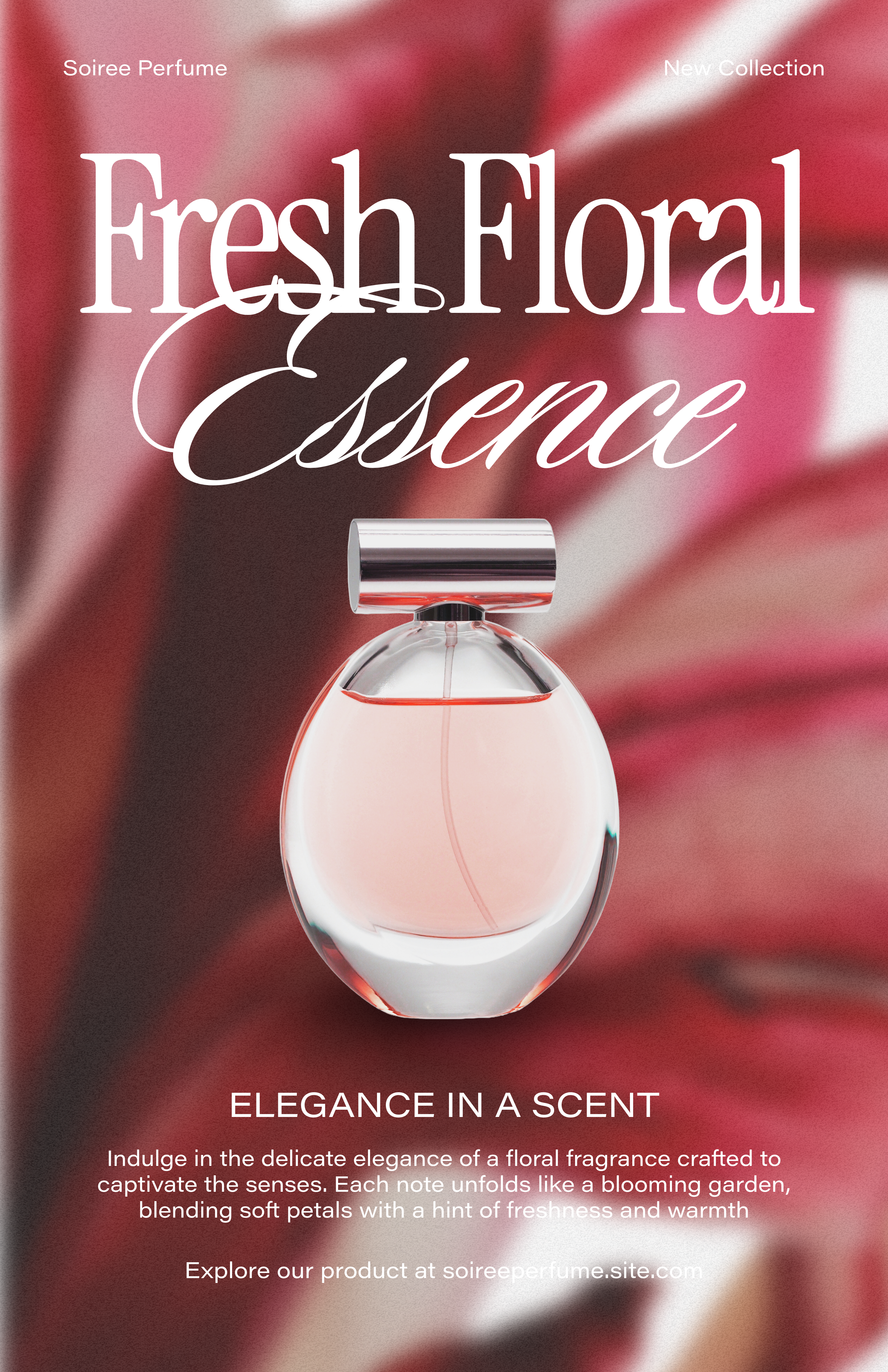 Pink and White Perfume Product Introduction Poster