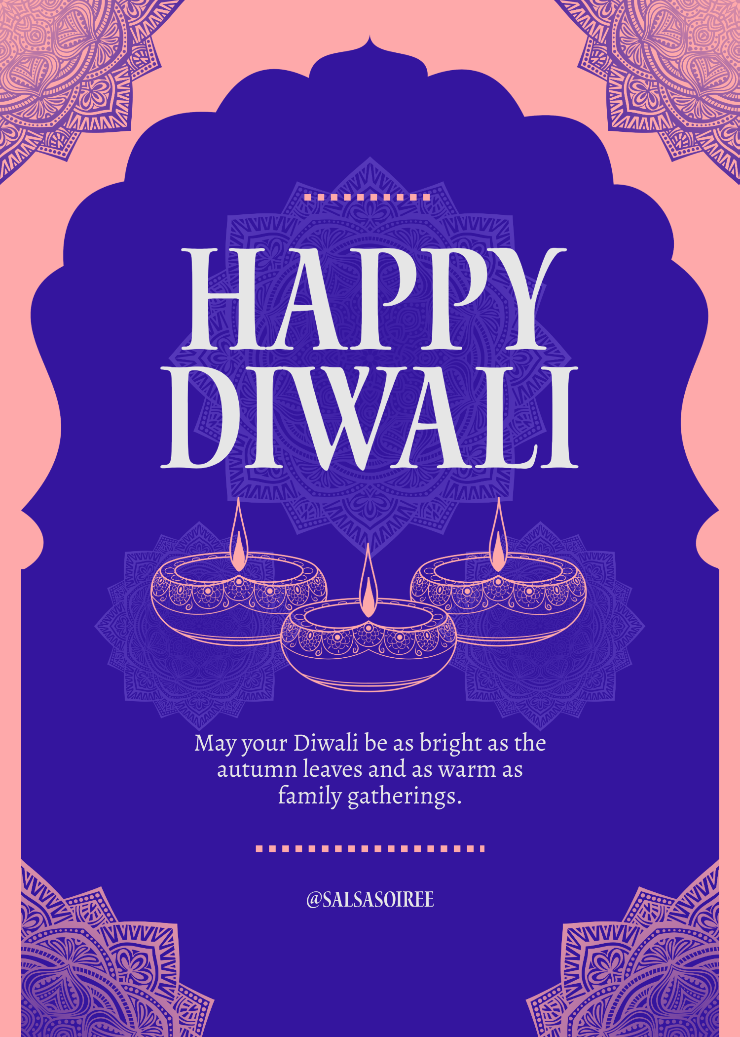 Purple & Pink Happy Diwali Greeting Card