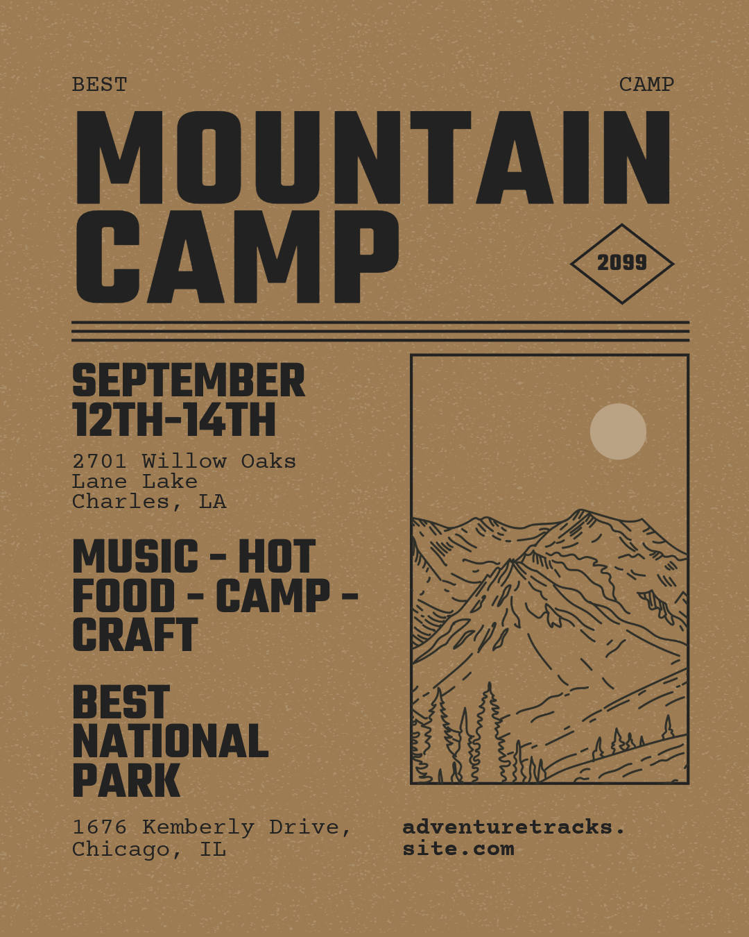 Brown Retro Industrial Mountain Camp Event Instagram Ad