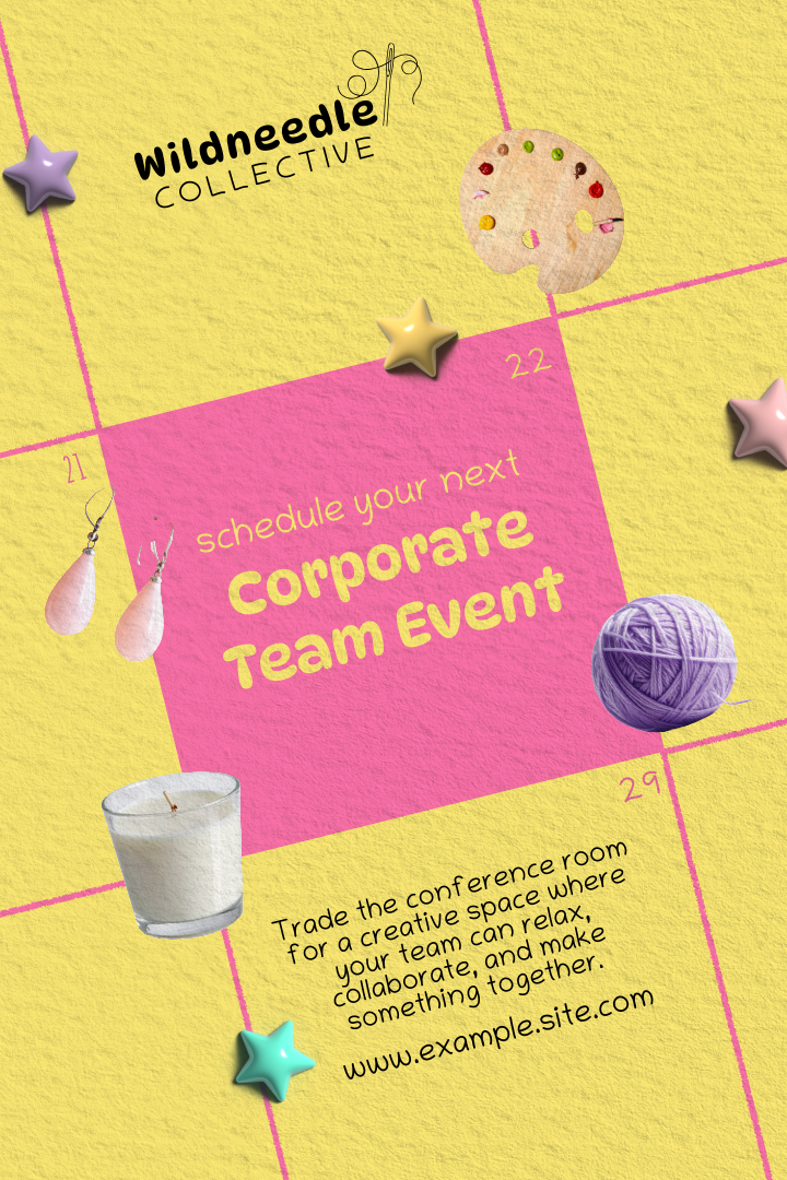 corporate crafts event team happy jewelry painting candle yarn sewing diy hands on experience